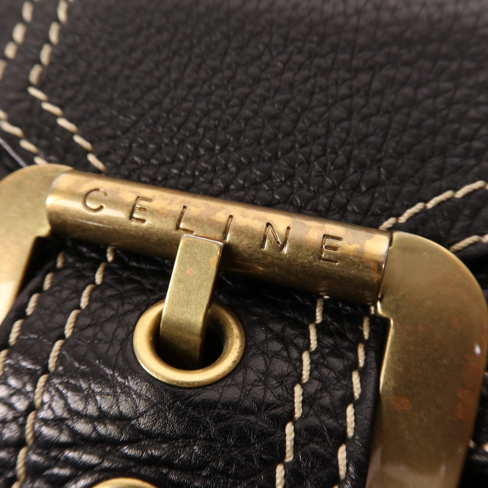 CELINE 牛皮皮革Shoulder Bag金扣肩背袋