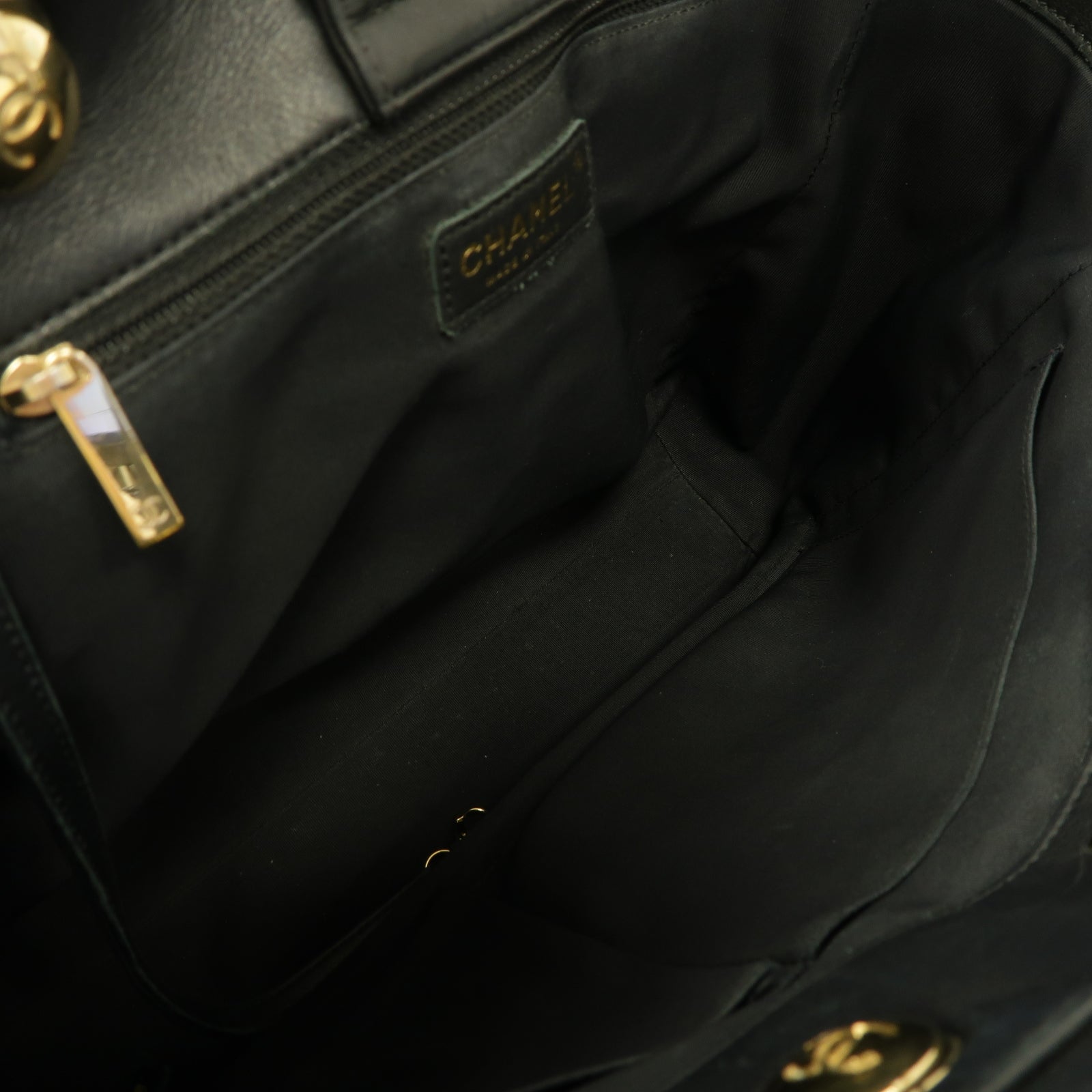 CHANEL 斜紋牛皮皮革2way Shoulder Bag金扣手挽肩背兩用袋黒色