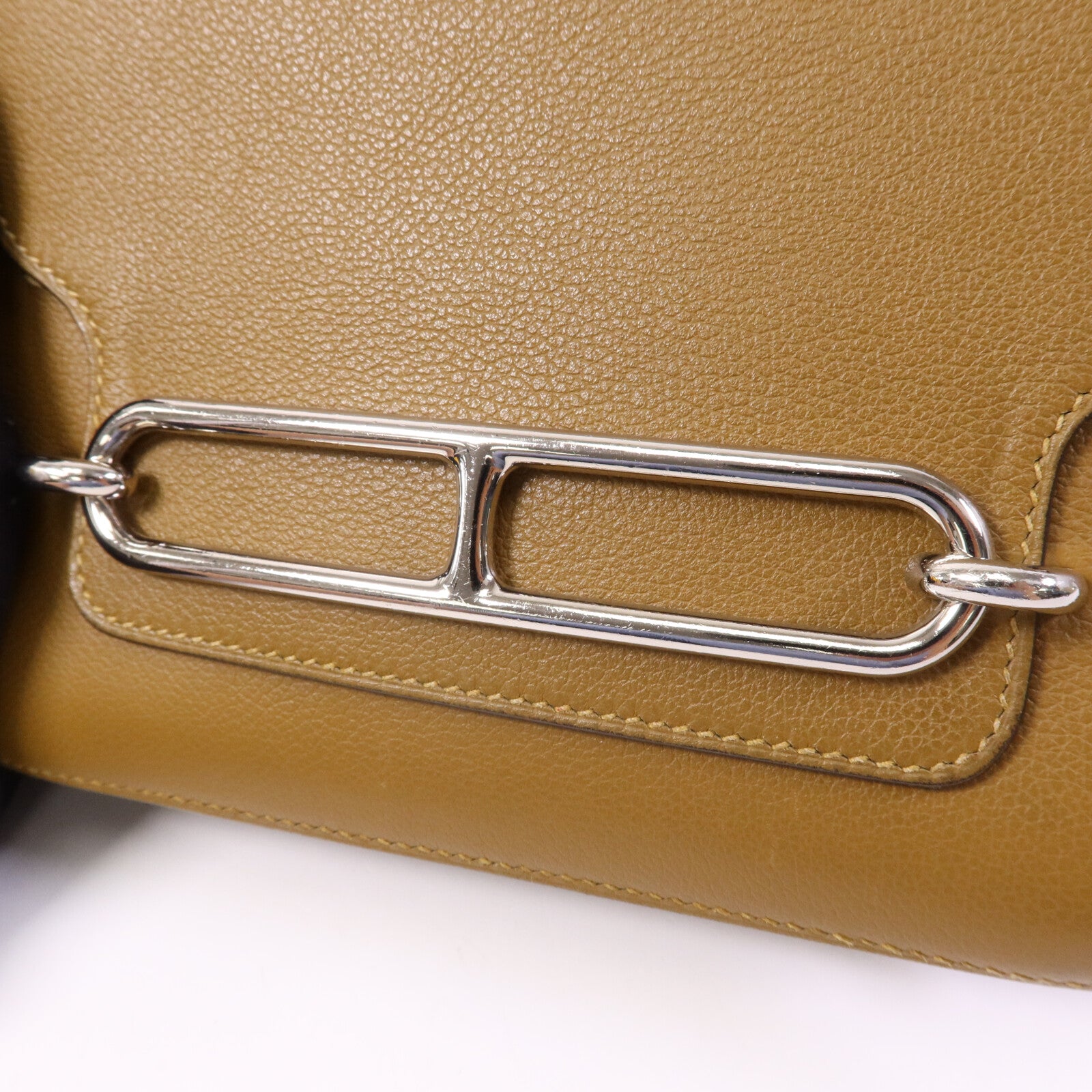 HERMES Evercolor皮革Roulis Mini銀扣肩背袋Alezan
