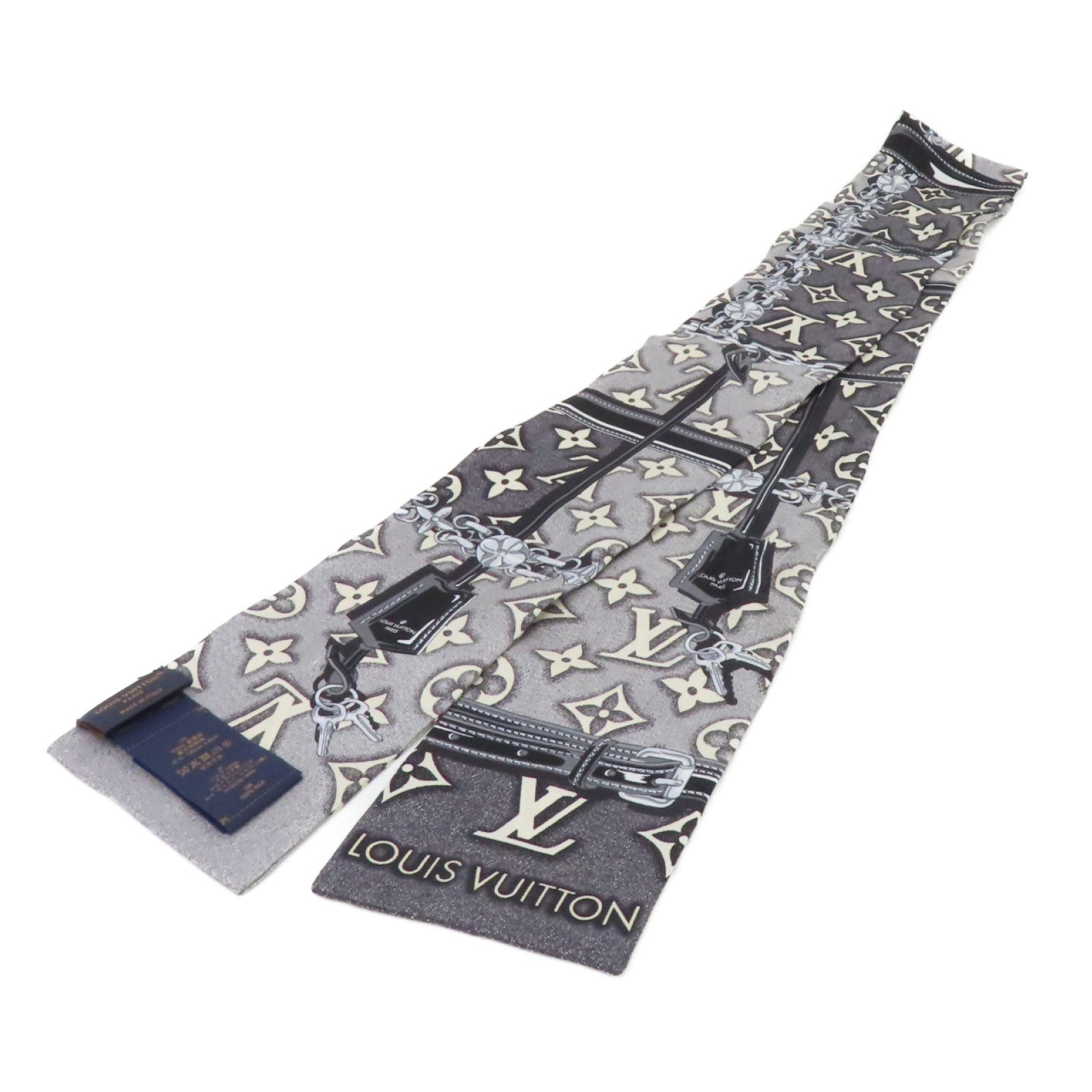 LOUIS VUITTON 絲質Bandeau絲巾黑色/灰色