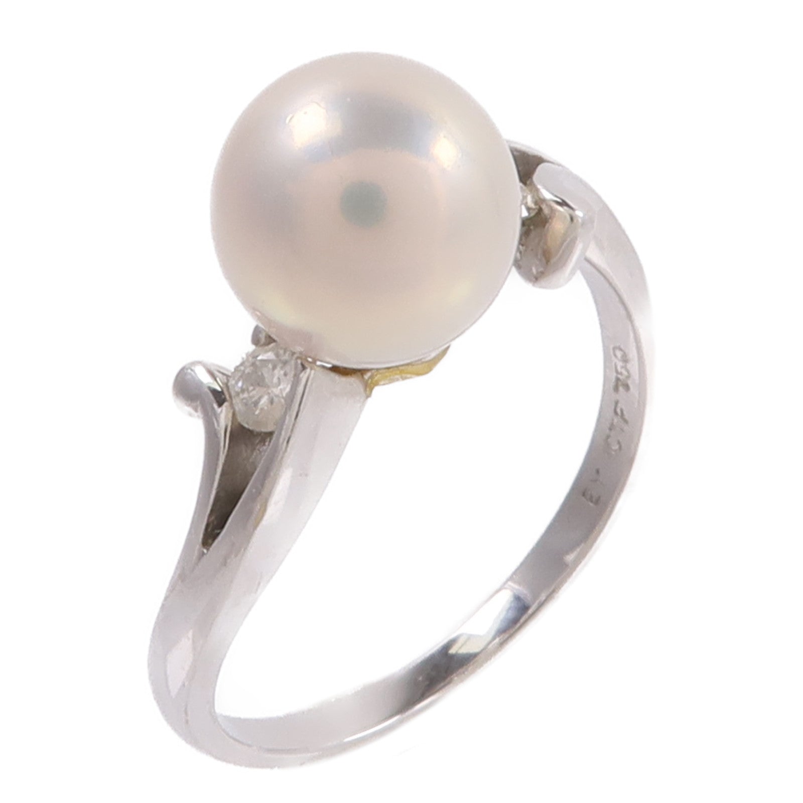 JEWELRY 18K白金Pearl Diamond Ring珍珠/鑽石戒指