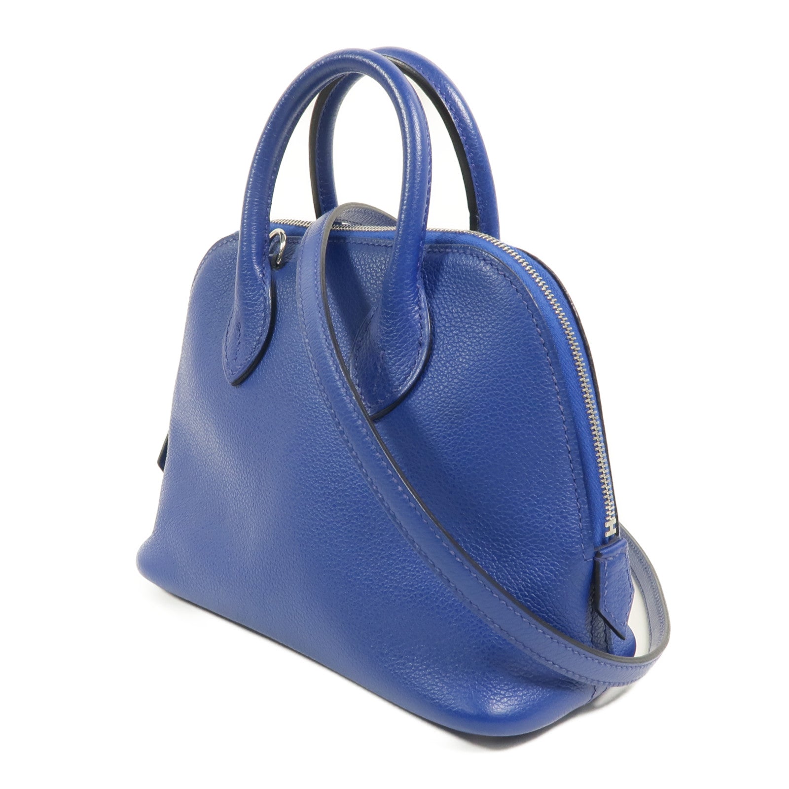 HERMES Evercolor皮革Mini Bolide 1923手挽肩背兩用袋Bleu Electrique