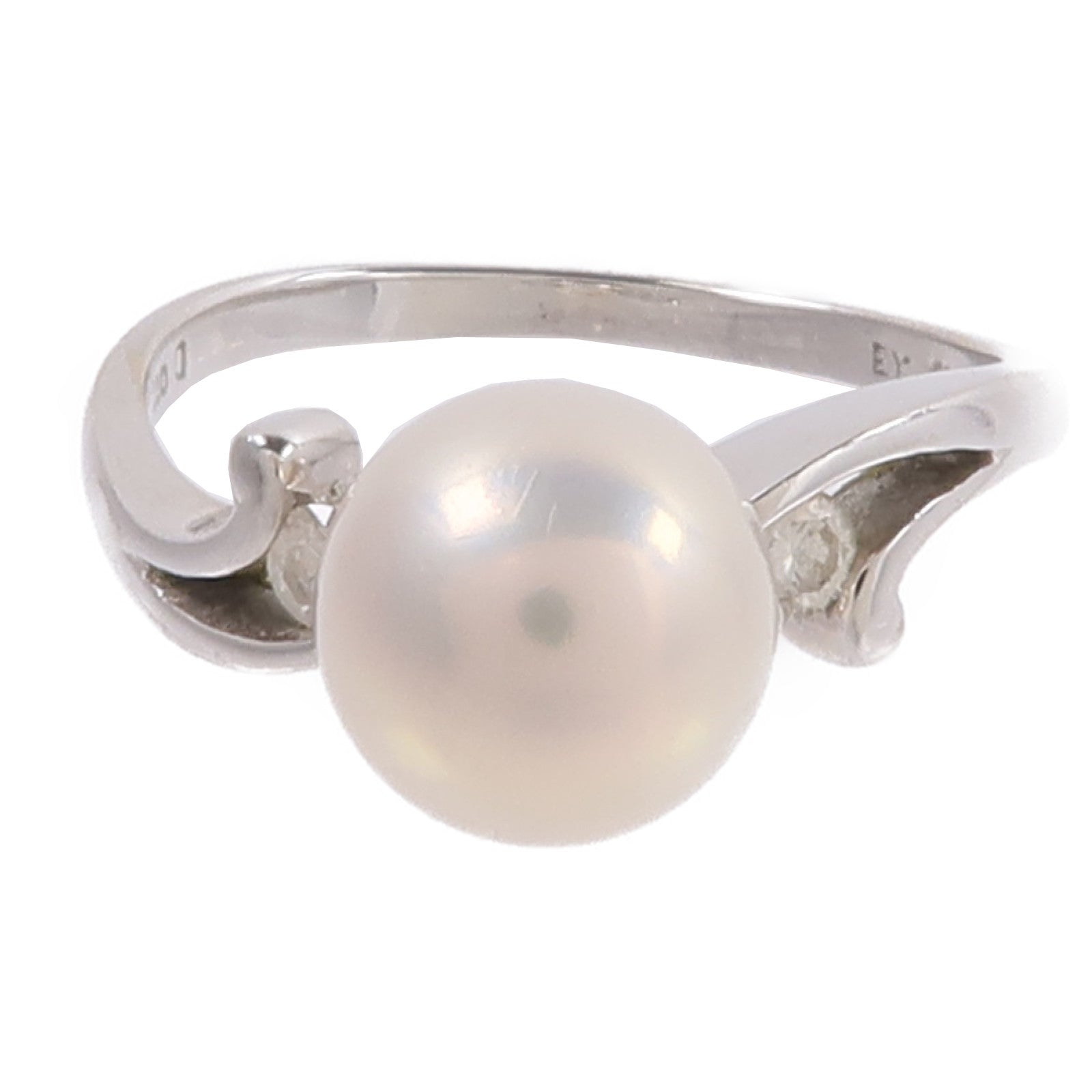 JEWELRY 18K白金Pearl Diamond Ring珍珠/鑽石戒指