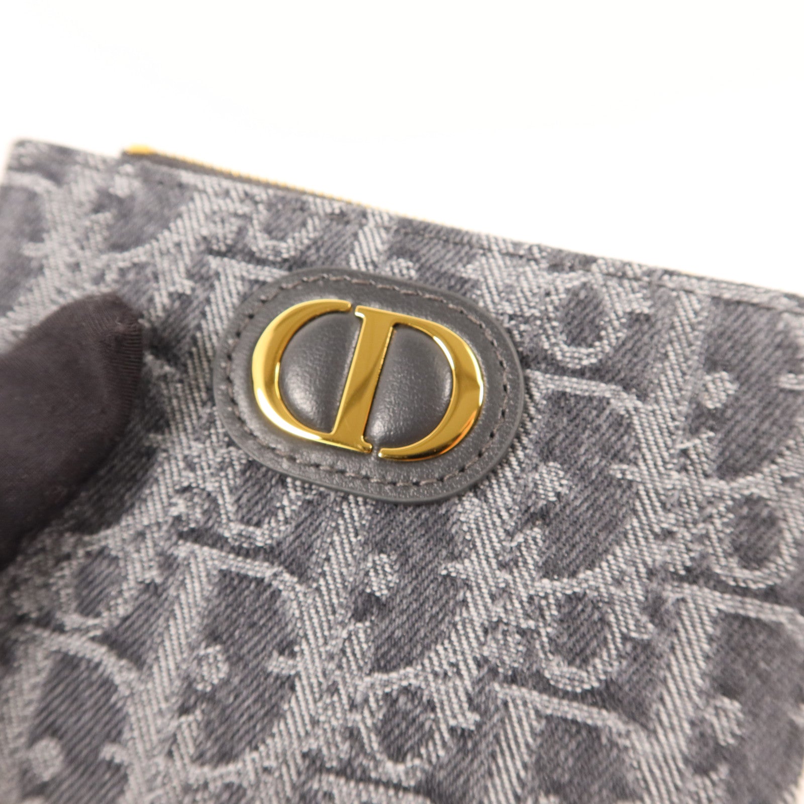 Dior 牛仔布料30 Montaigne Dahlia Bifold Wallet金扣錢包