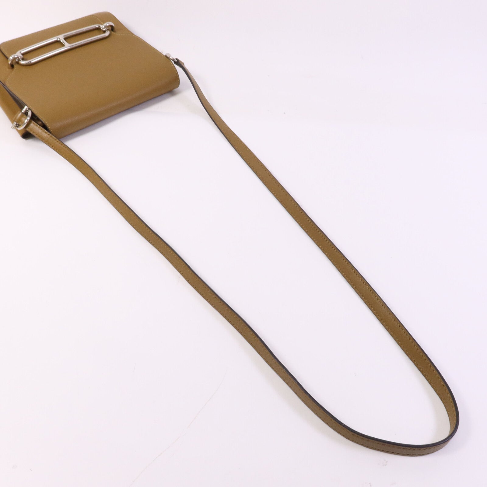 HERMES Evercolor皮革Roulis Mini銀扣肩背袋Alezan
