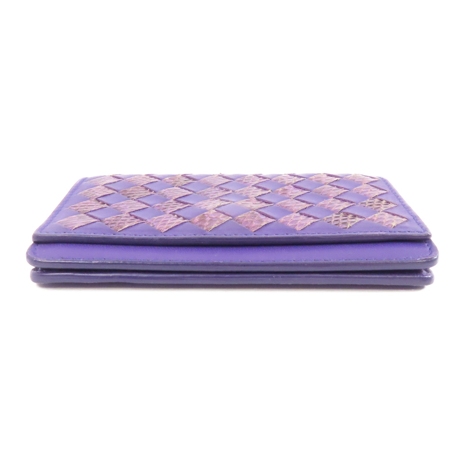 BOTTEGA VENETA 【激減優惠】羊皮皮革/蛇皮皮革Card Case卡片套紫色
