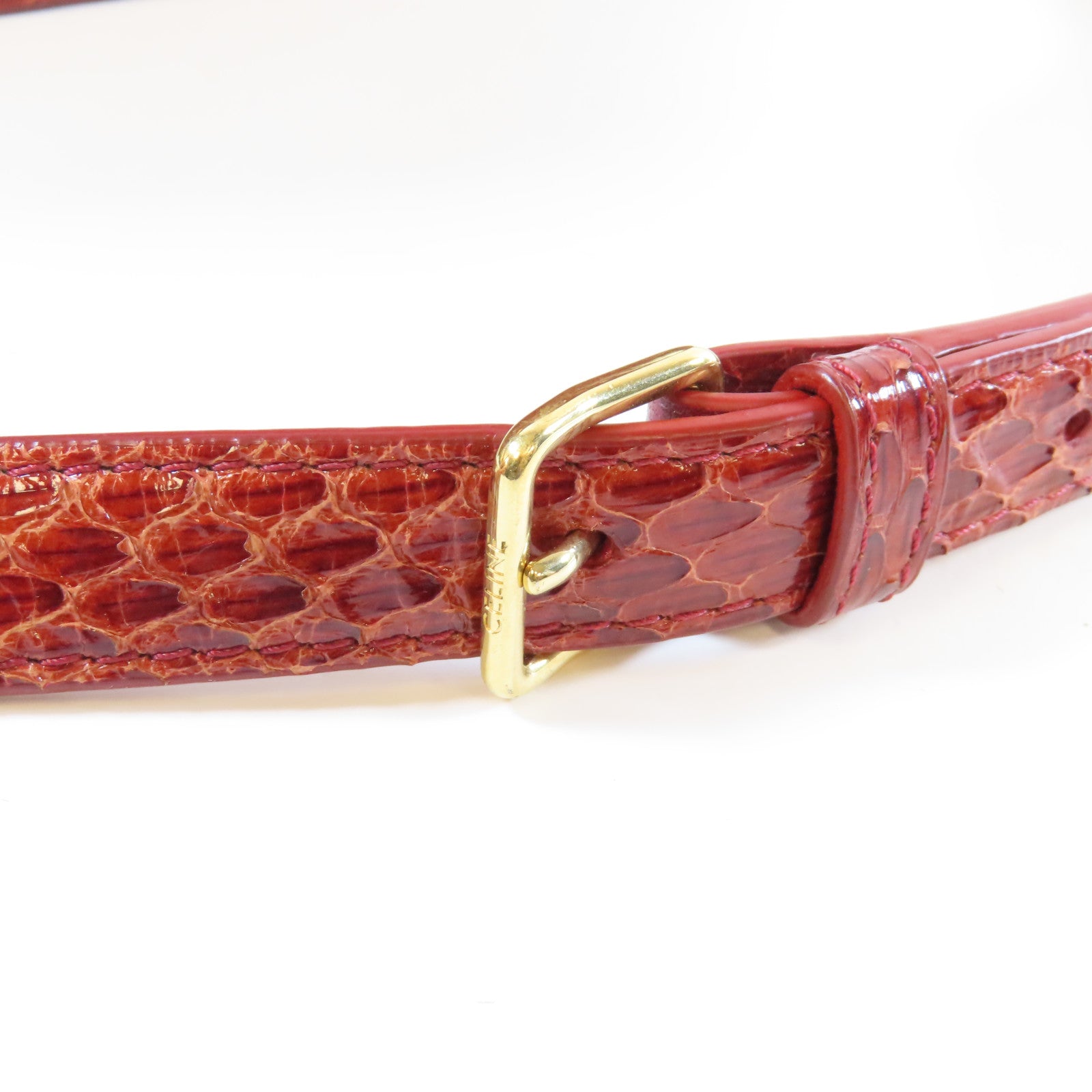 CELINE 蛇皮皮革Triomphe Shoulder Bag金扣肩背袋紅色