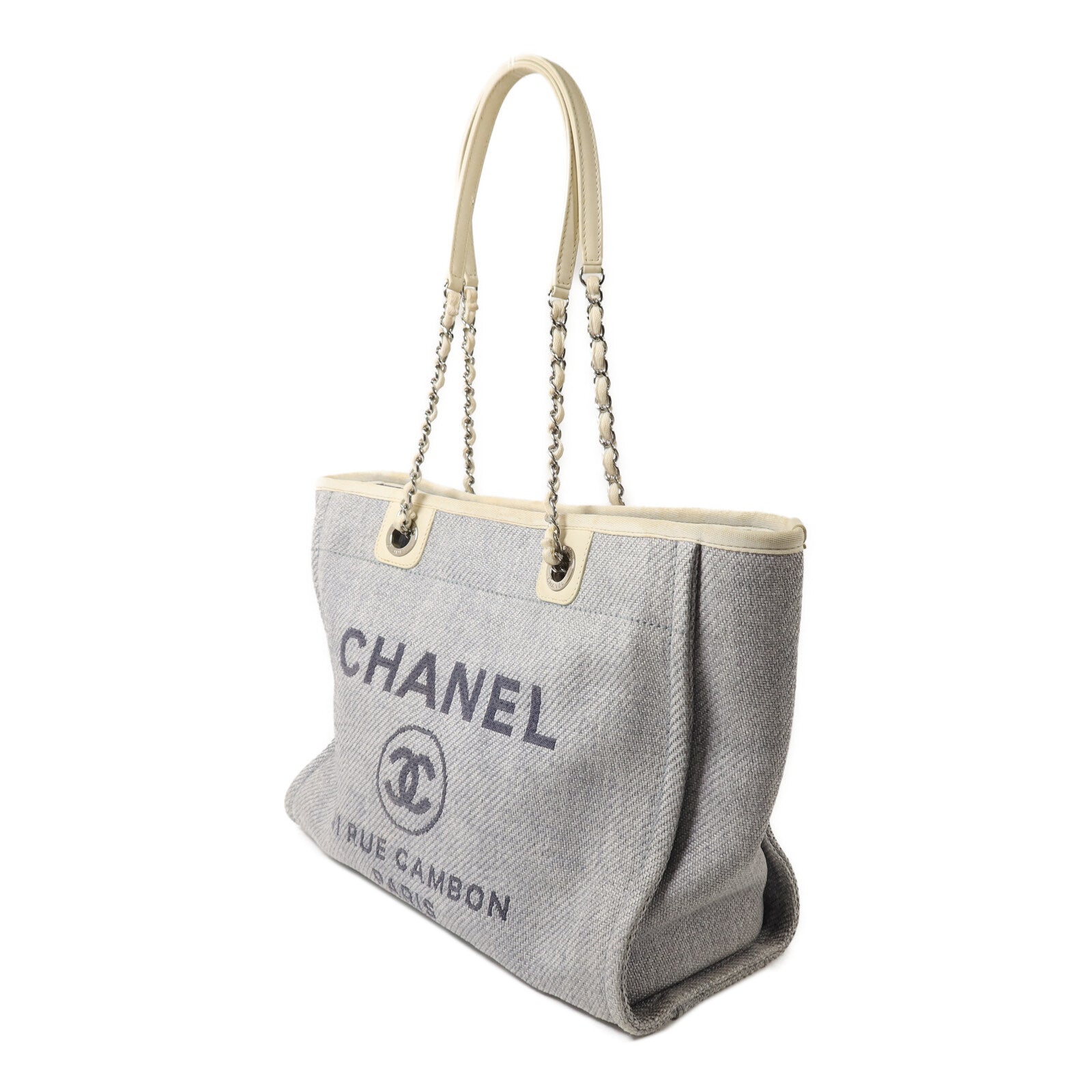 CHANEL Raffia Deauville Medium鏈帶手挽袋