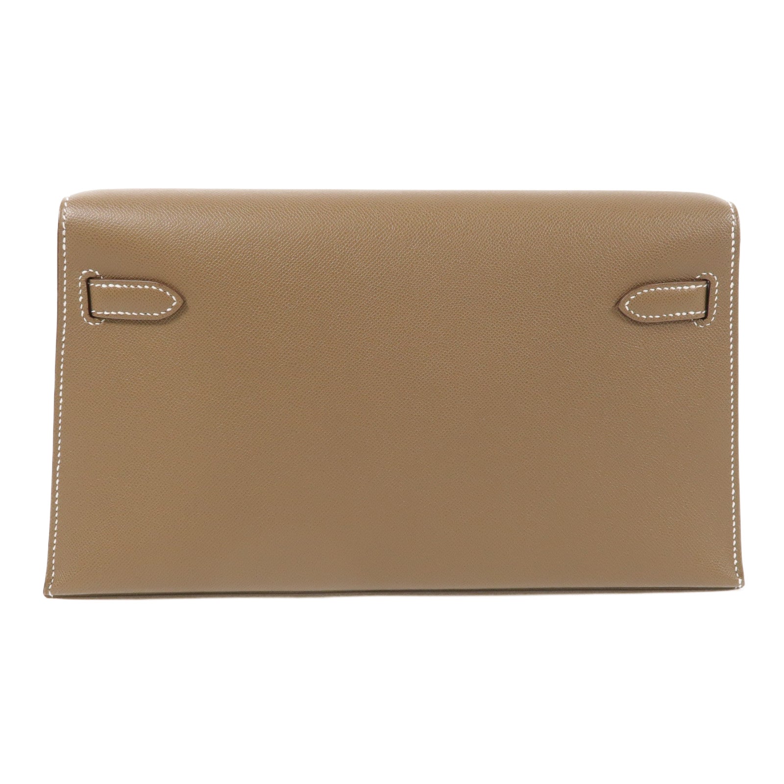 HERMES Veau Madame皮革Kelly Elan金扣肩背袋Etoupe