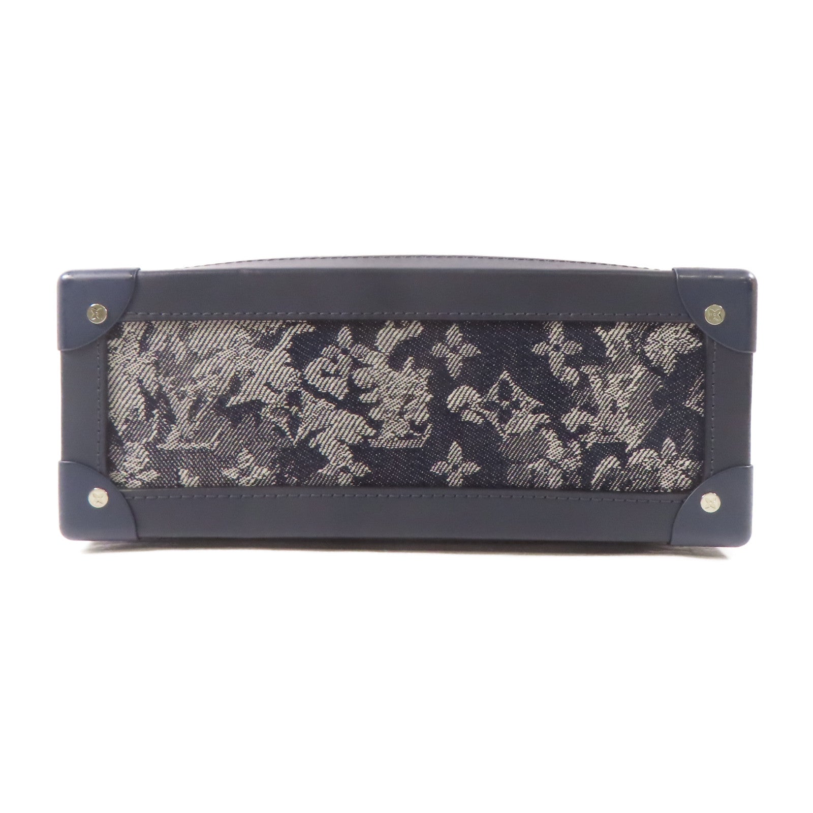 LOUIS VUITTON Monogram Tapestr Soft Trunk銀扣肩背袋藍色