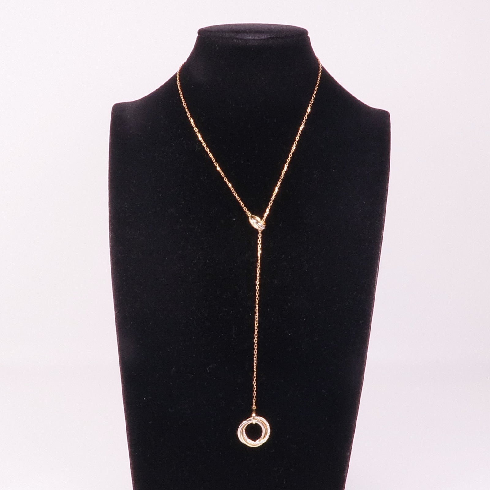 CARTIER 18K黃金/白金/玫瑰金Tricolor Gold Lariat鑽石項鍊