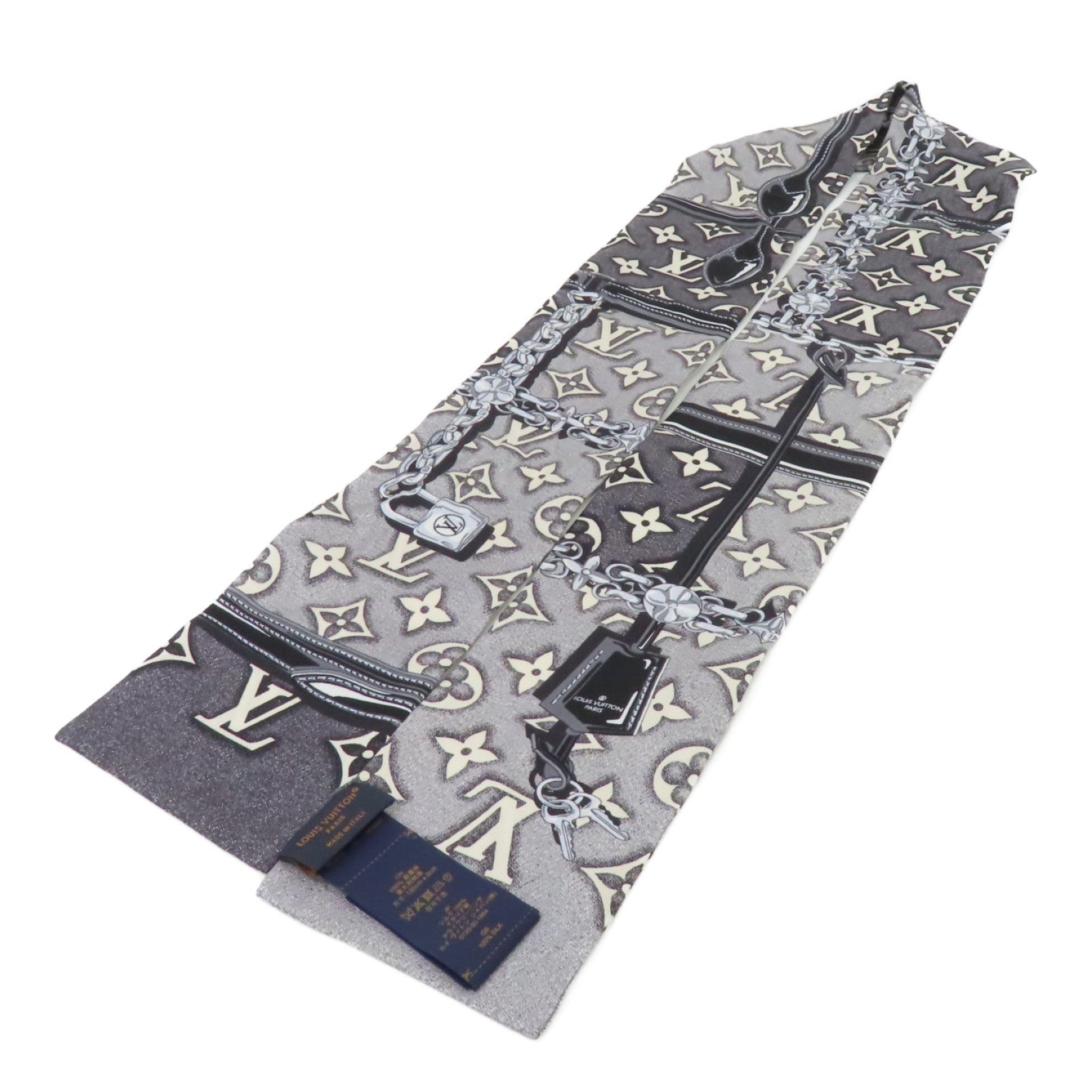 LOUIS VUITTON 絲質Bandeau絲巾黑色/灰色