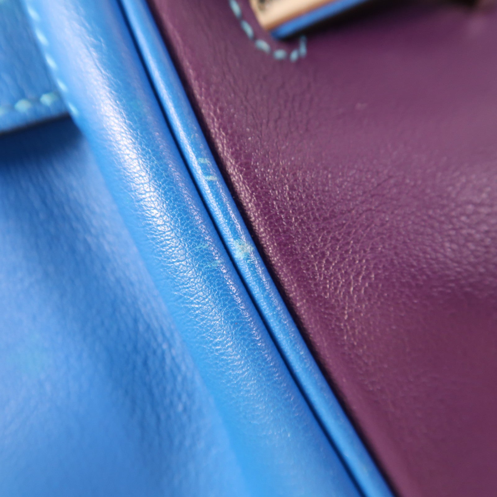 HERMES Swift皮革Birkin 30銀扣手挽袋Ultraviolet/Bleu Hydra/Ciel
