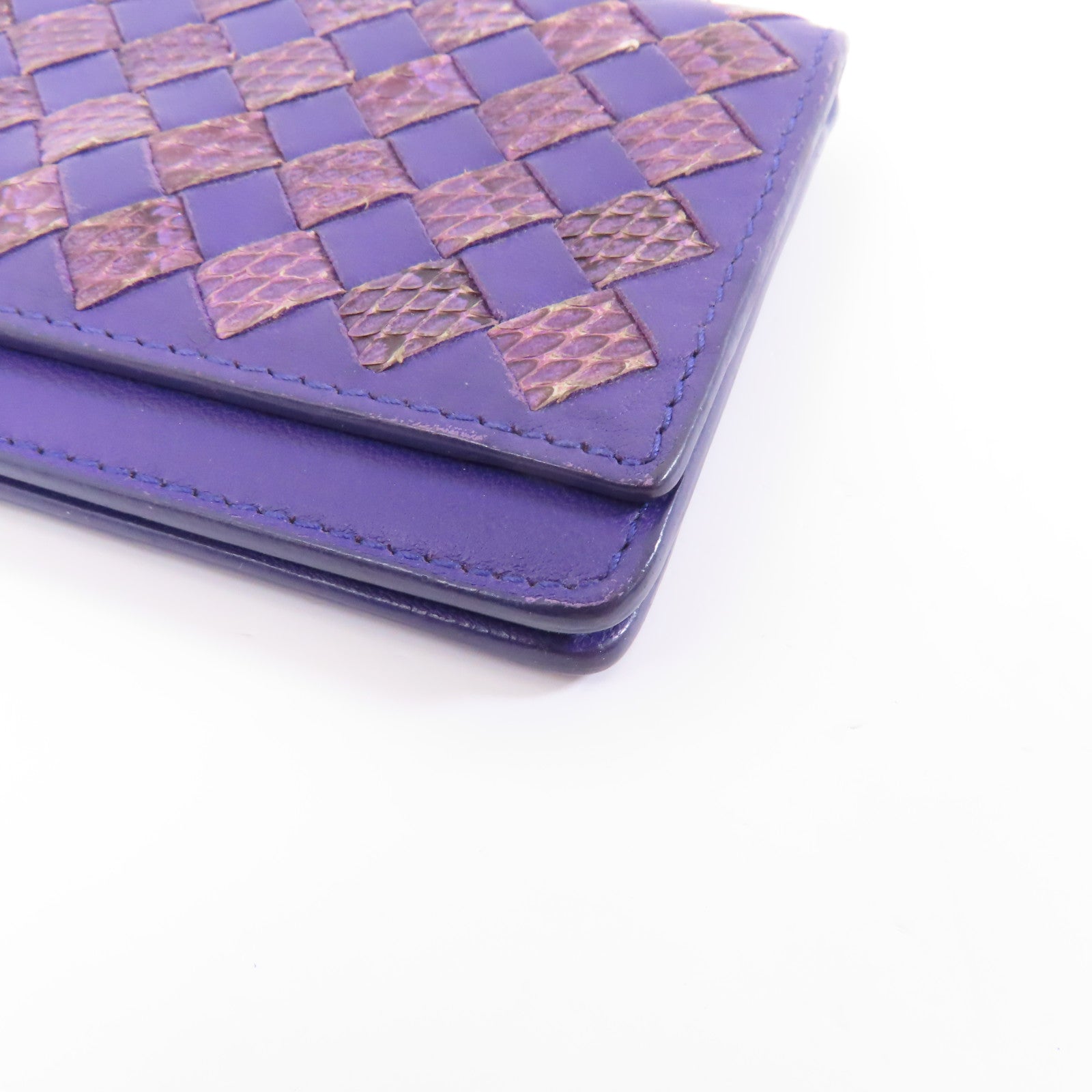 BOTTEGA VENETA 【激減優惠】羊皮皮革/蛇皮皮革Card Case卡片套紫色