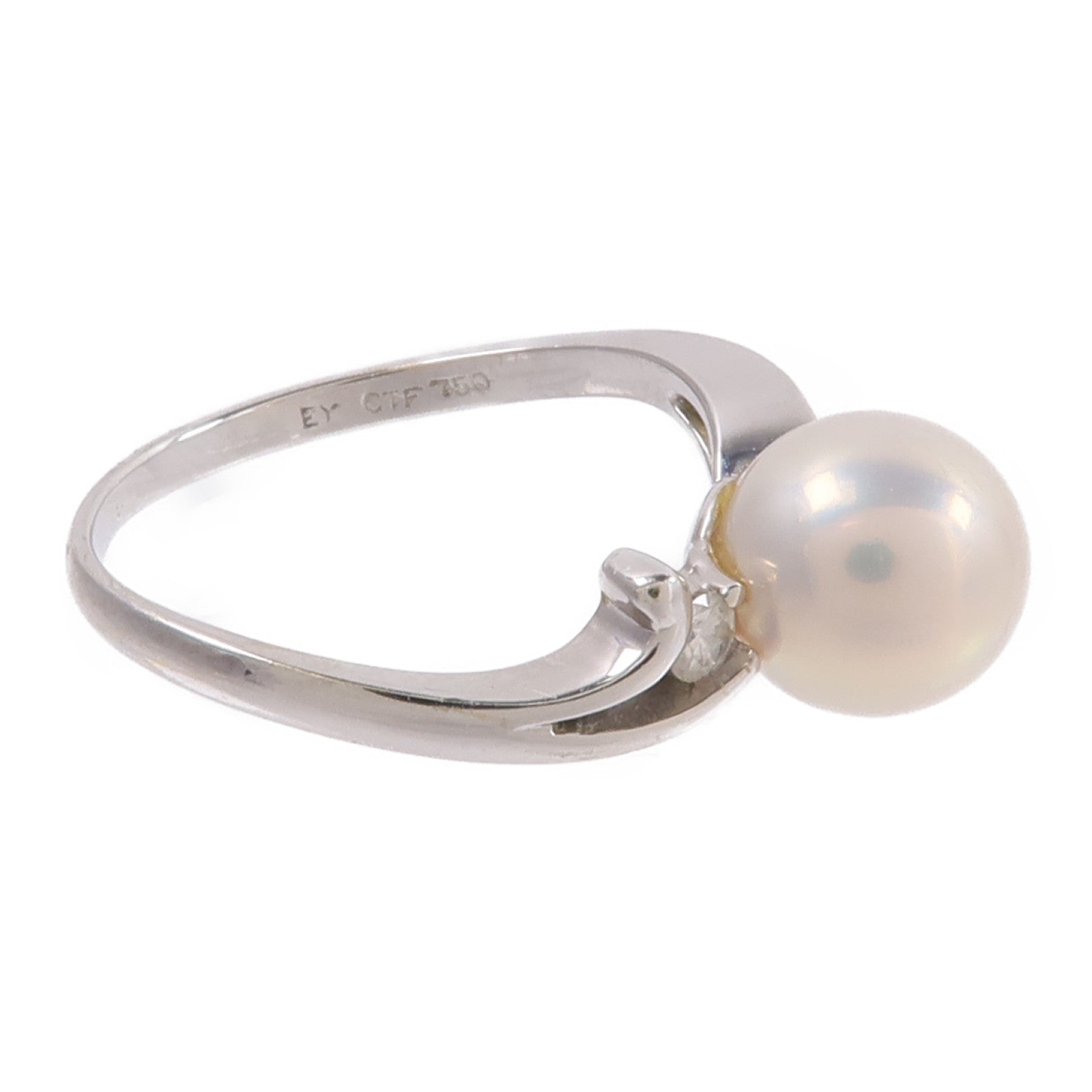 JEWELRY 18K白金Pearl Diamond Ring珍珠/鑽石戒指
