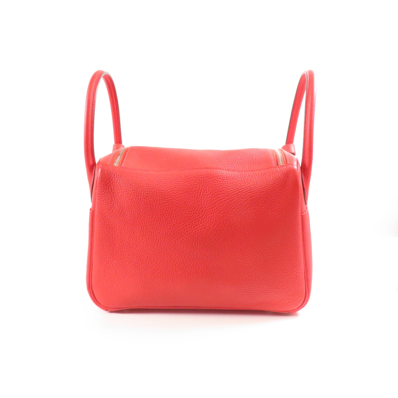 HERMES Clemence皮革Lindy 30銀扣手挽肩背兩用袋Rouge de Coeur