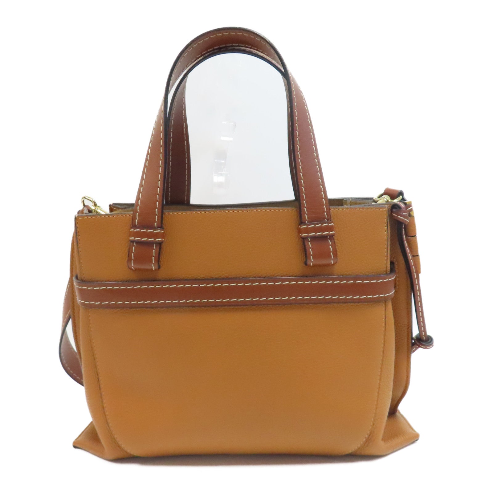 LOEWE 牛皮皮革Gate Top Handle金扣手挽肩背兩用袋啡色