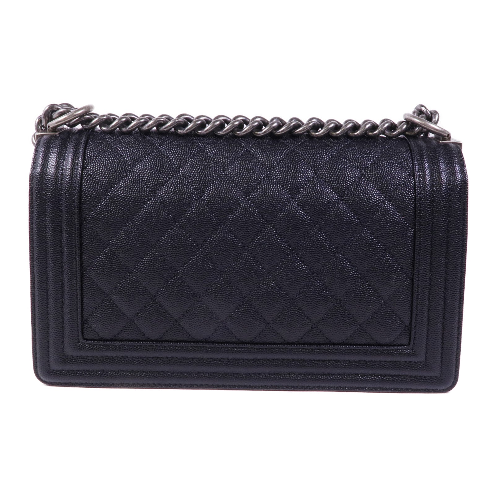 CHANEL 牛皮皮革Boy 25銀扣鏈帶肩背袋