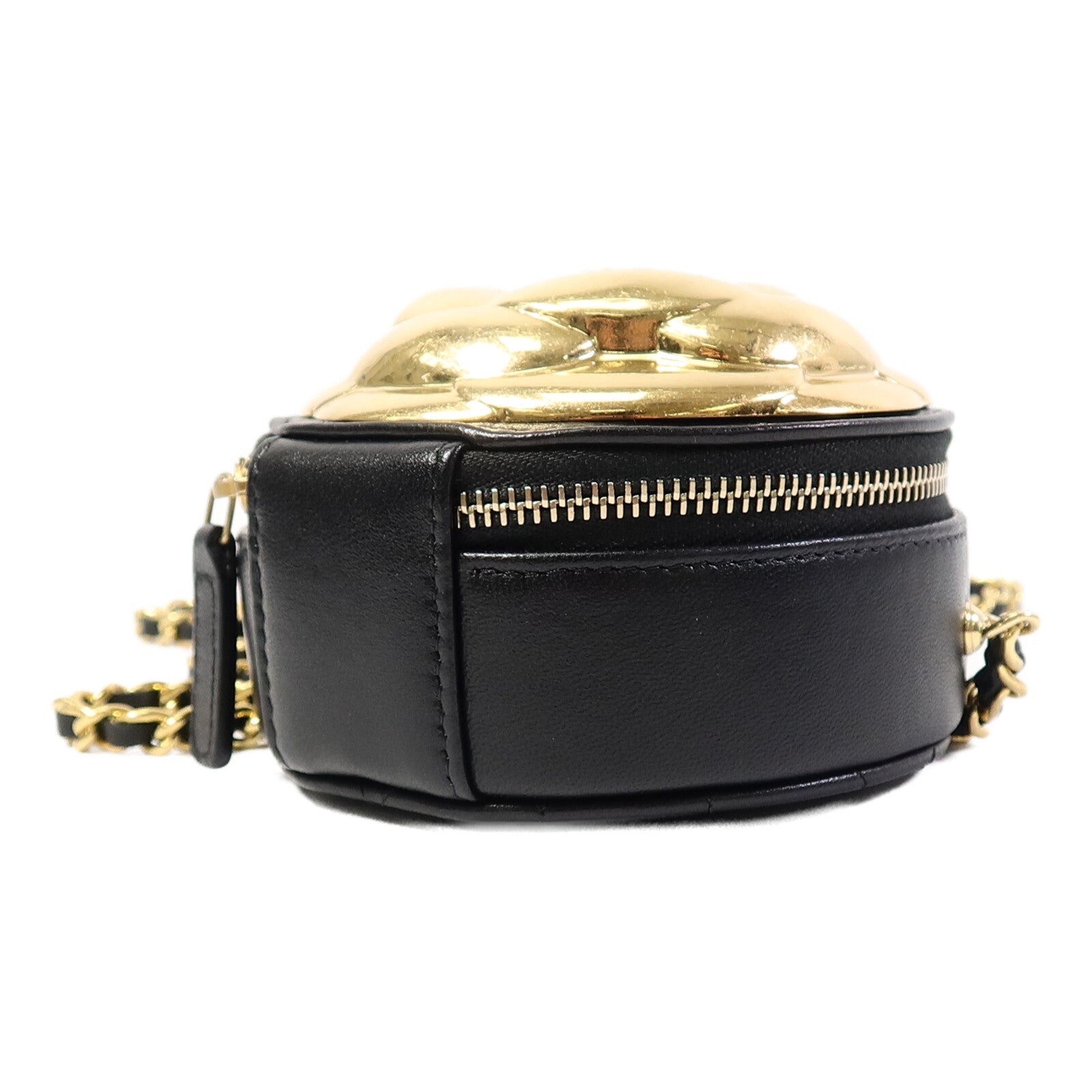 CHANEL 羊皮皮革Gold Camellia Bag鏈帶肩背袋