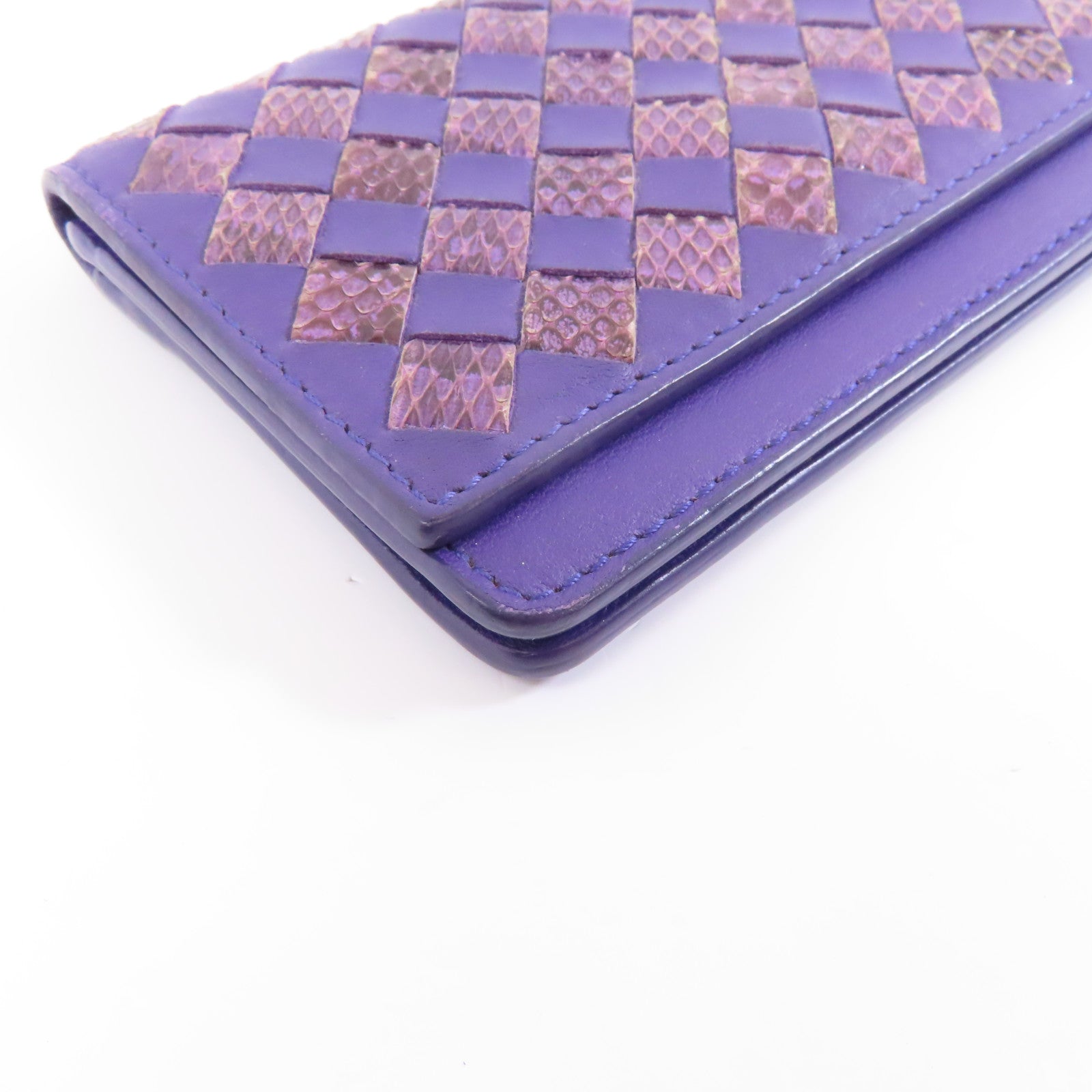 BOTTEGA VENETA 【激減優惠】羊皮皮革/蛇皮皮革Card Case卡片套紫色