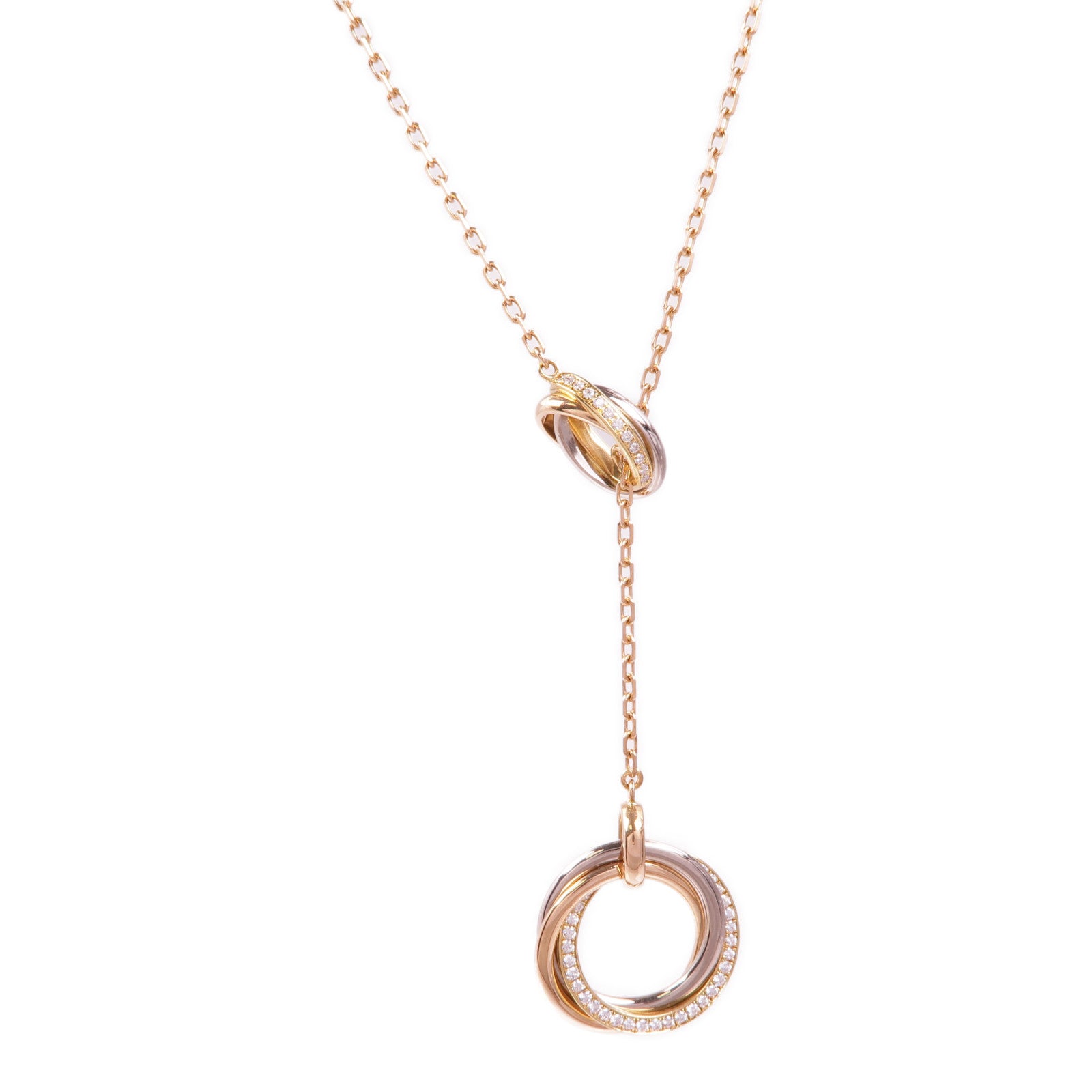 CARTIER 18K黃金/白金/玫瑰金Tricolor Gold Lariat鑽石項鍊