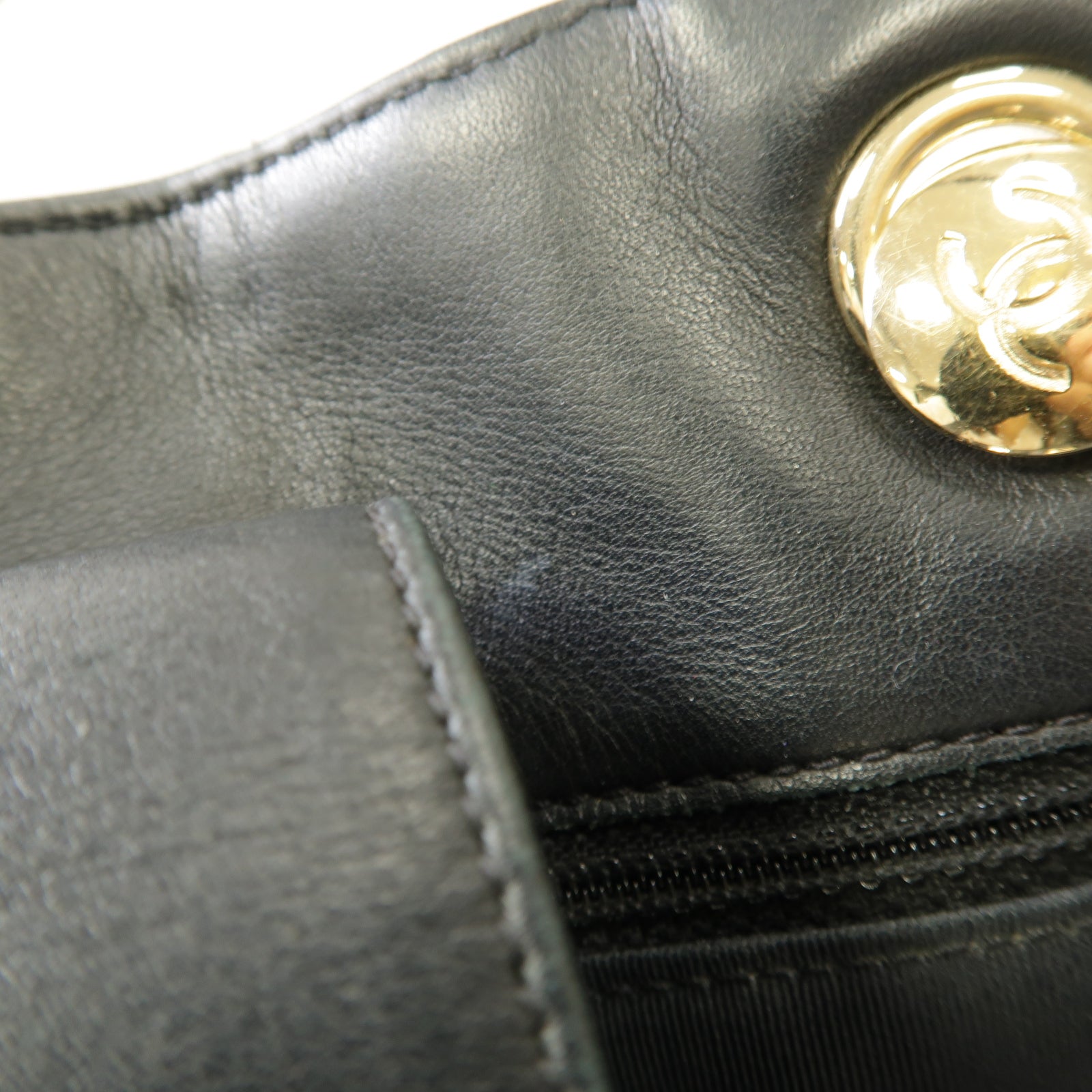 CHANEL 斜紋牛皮皮革2way Shoulder Bag金扣手挽肩背兩用袋黒色