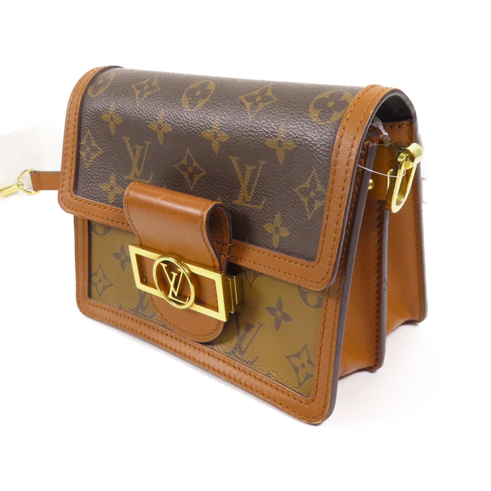 LOUIS VUITTON Monogram Reverse Mini Dauphine肩背袋棕色