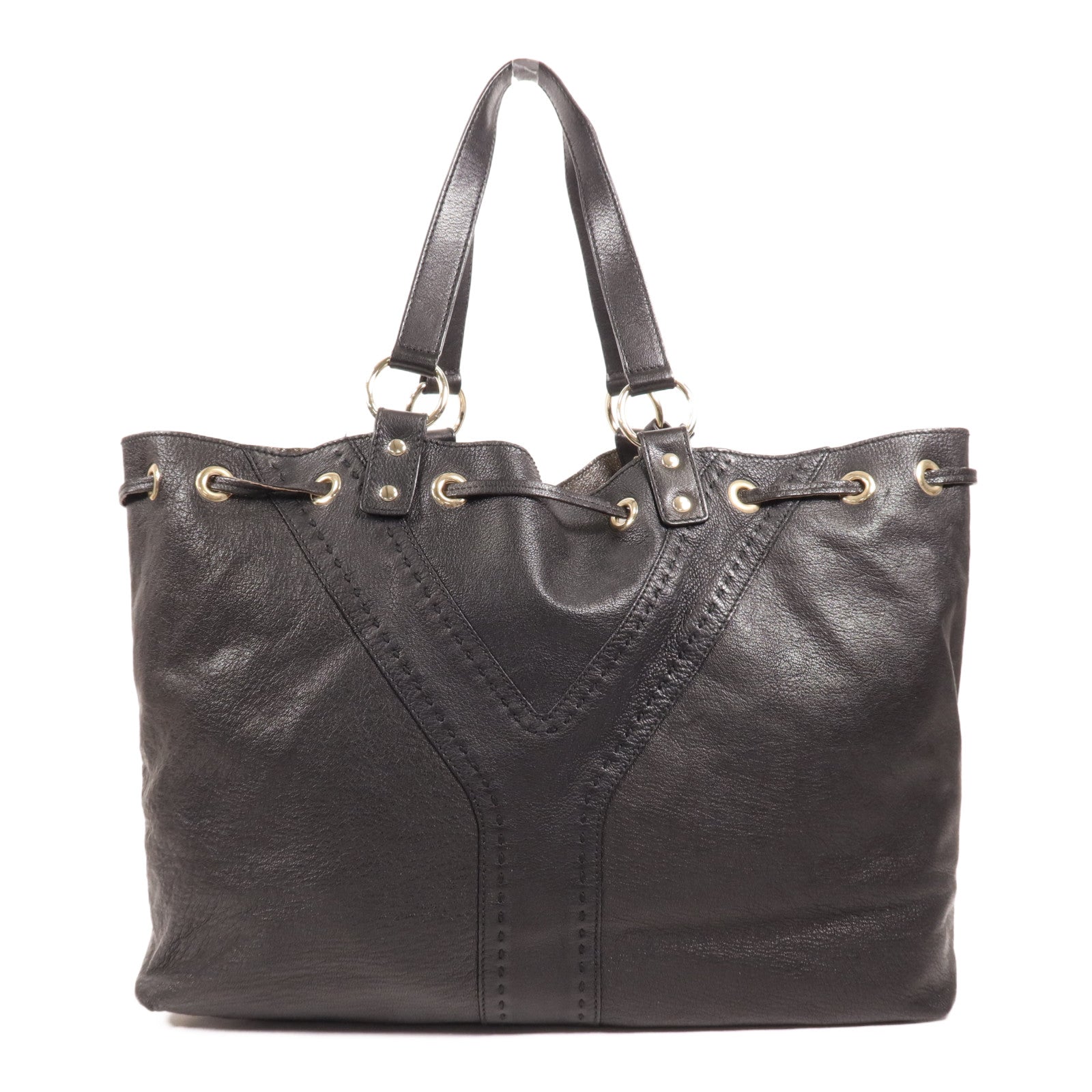 SAINT LAURENT 牛皮皮革Tote Bag金扣肩背袋