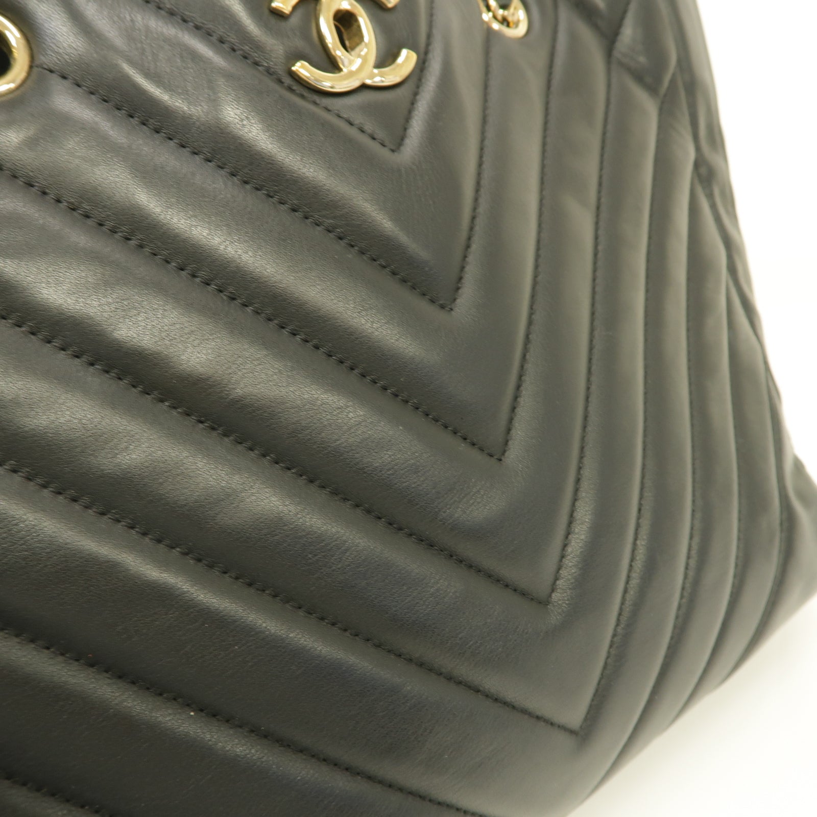 CHANEL 斜紋牛皮皮革2way Shoulder Bag金扣手挽肩背兩用袋黒色