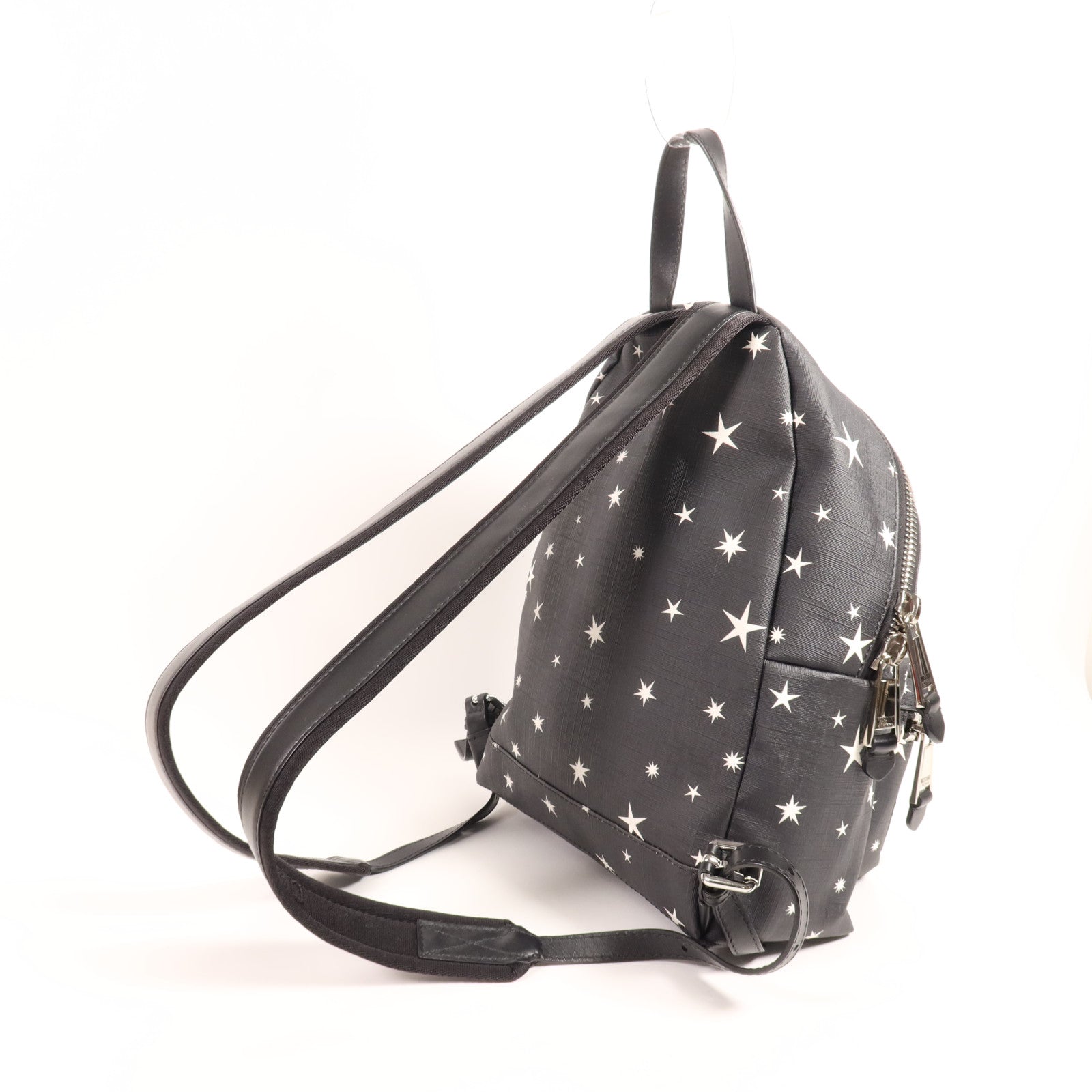 MOSCHINO 塗層帆布Backpack銀扣背包