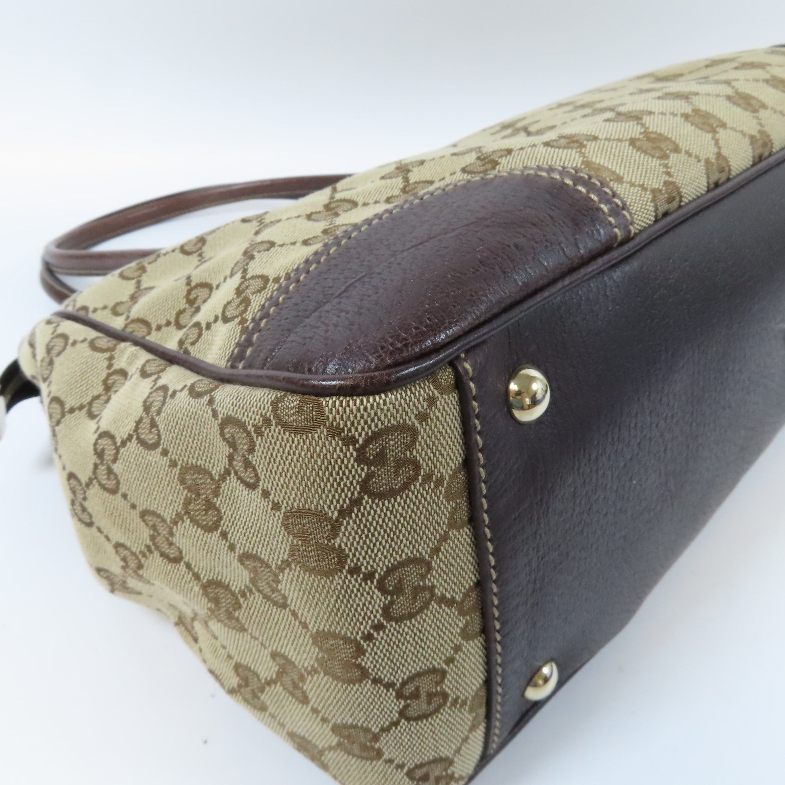 GUCCI 帆布Shoulder Bag金扣肩背袋啡色