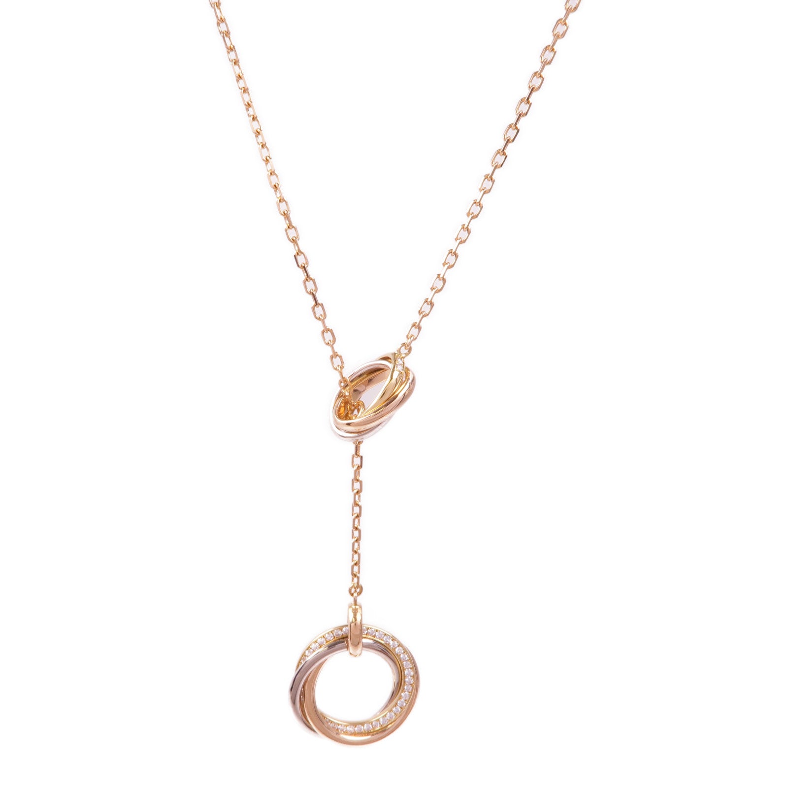 CARTIER 18K黃金/白金/玫瑰金Tricolor Gold Lariat鑽石項鍊
