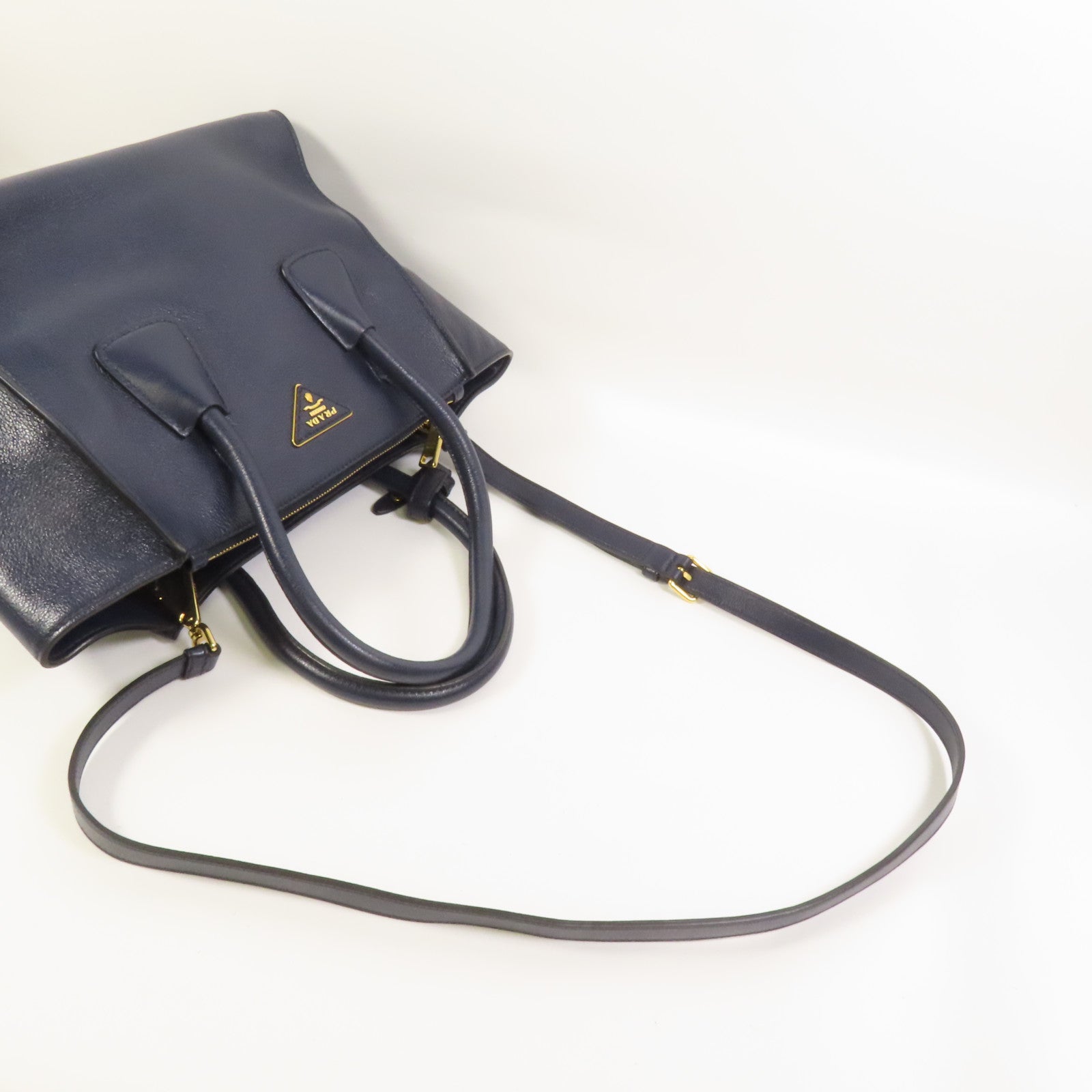 PRADA 牛皮皮革2way Shoulder Bag金扣手挽肩背兩用袋