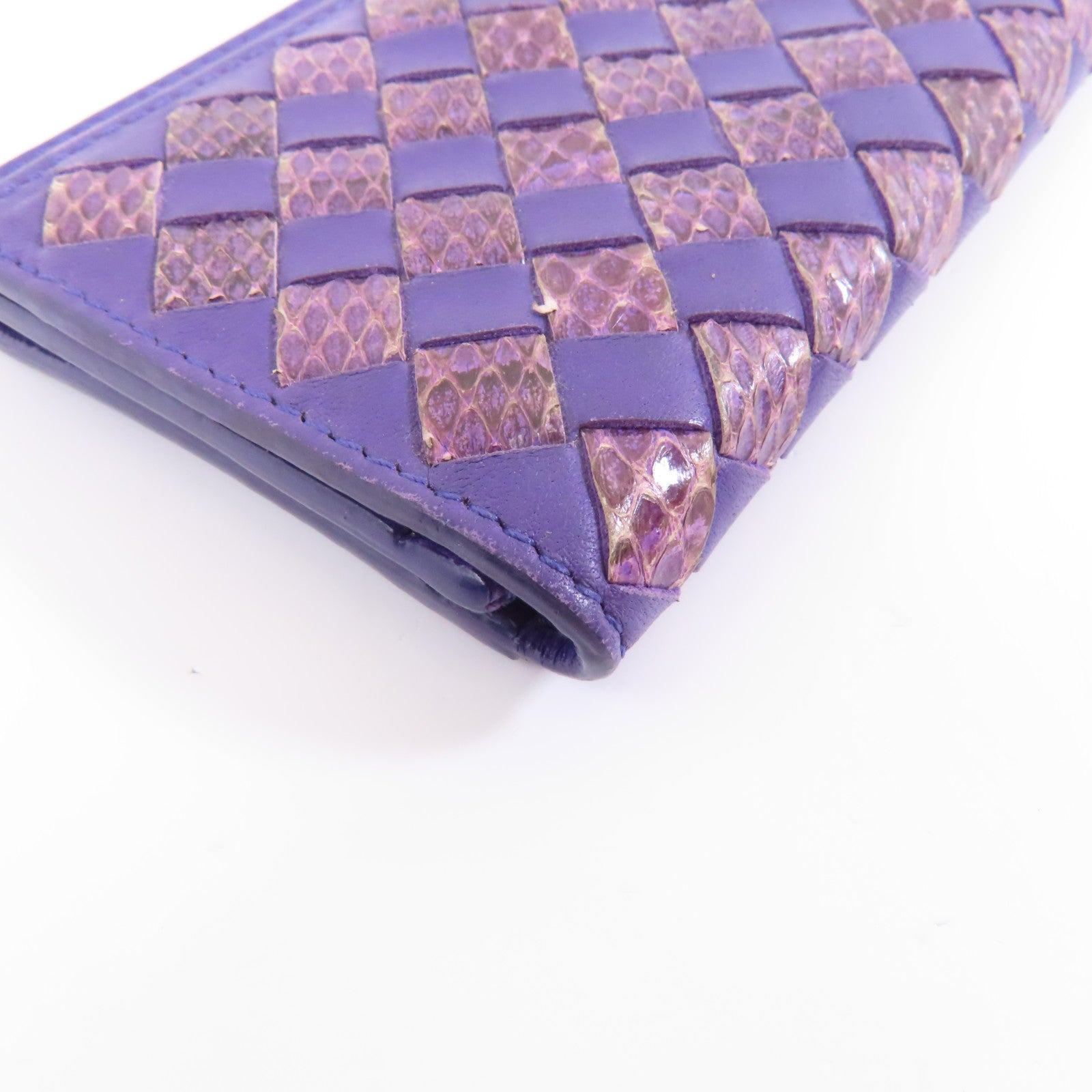 BOTTEGA VENETA 【激減優惠】羊皮皮革/蛇皮皮革Card Case卡片套紫色