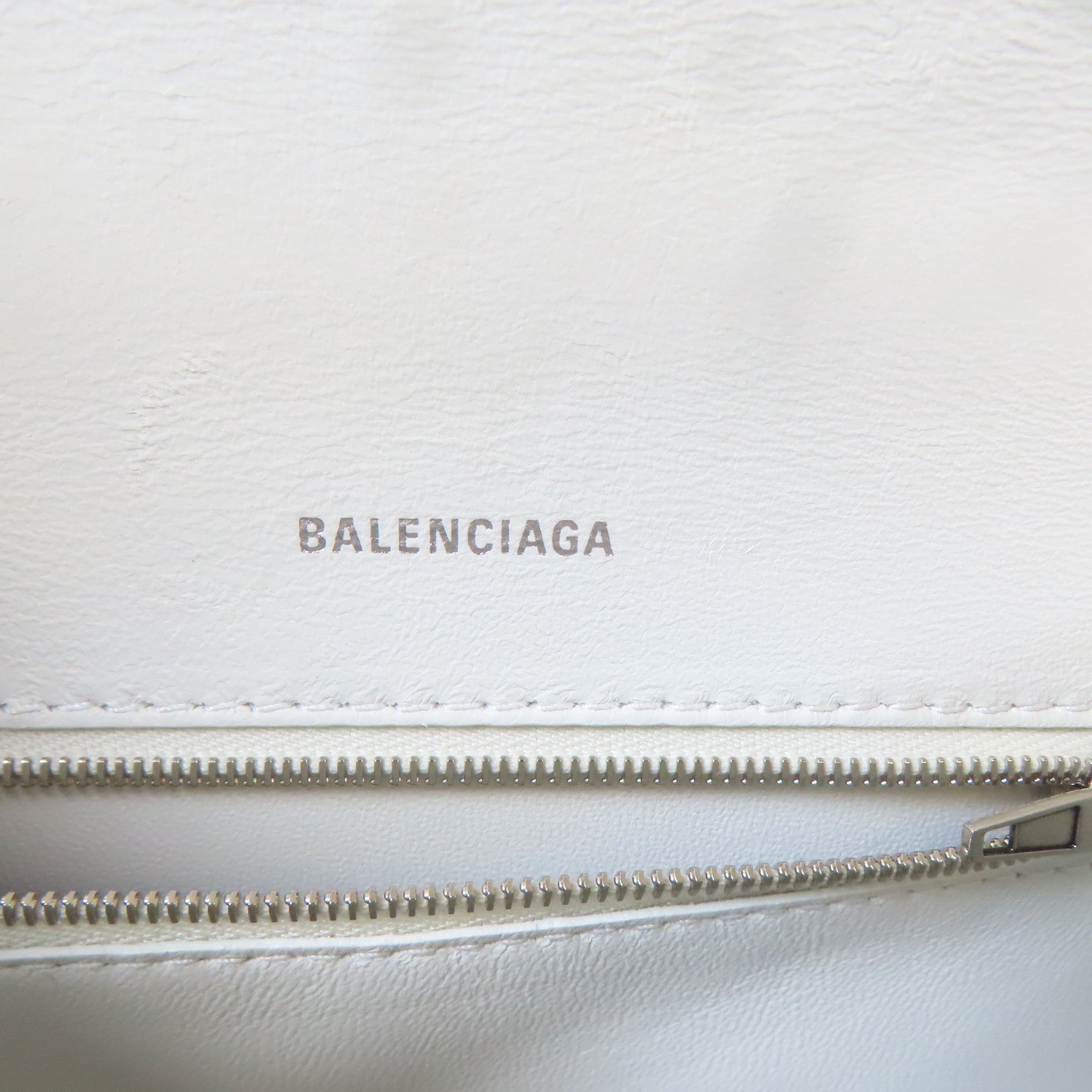 BALENCIAGA 牛皮皮革Hourglass銀扣手挽肩背兩用袋白色