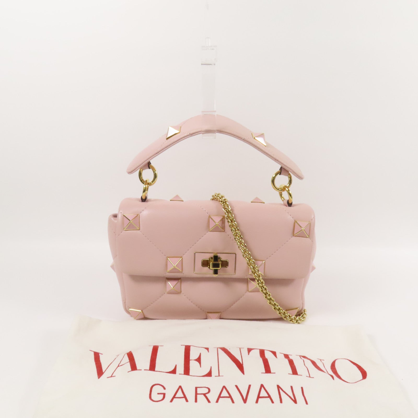 Valentino 【激減優惠】羊皮皮革Rockstud金扣手挽肩背兩用袋