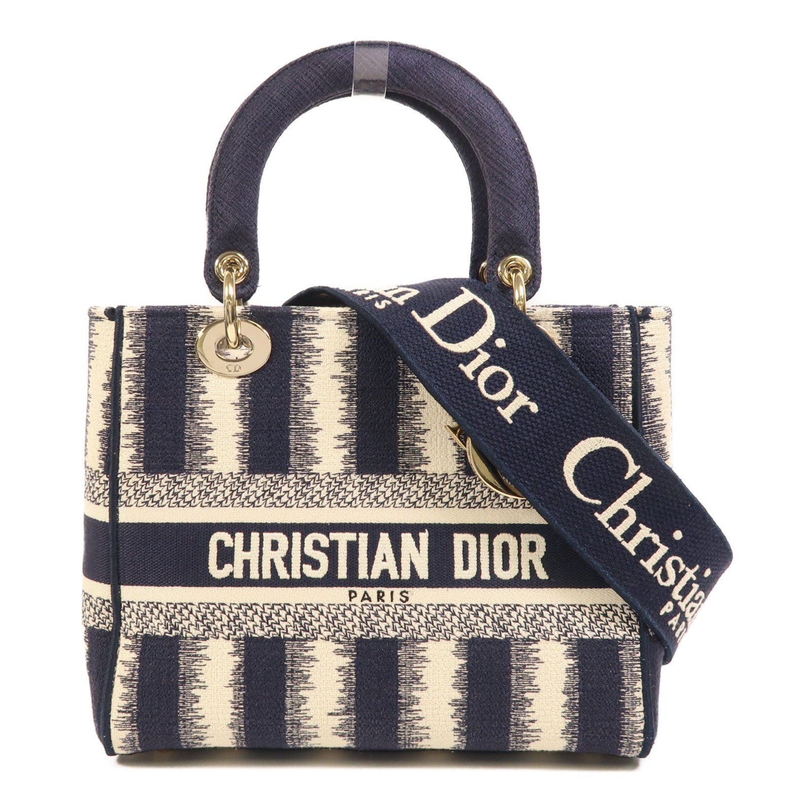 Dior 帆布Lady Dior D-Lite Medium金扣手挽肩背兩用袋