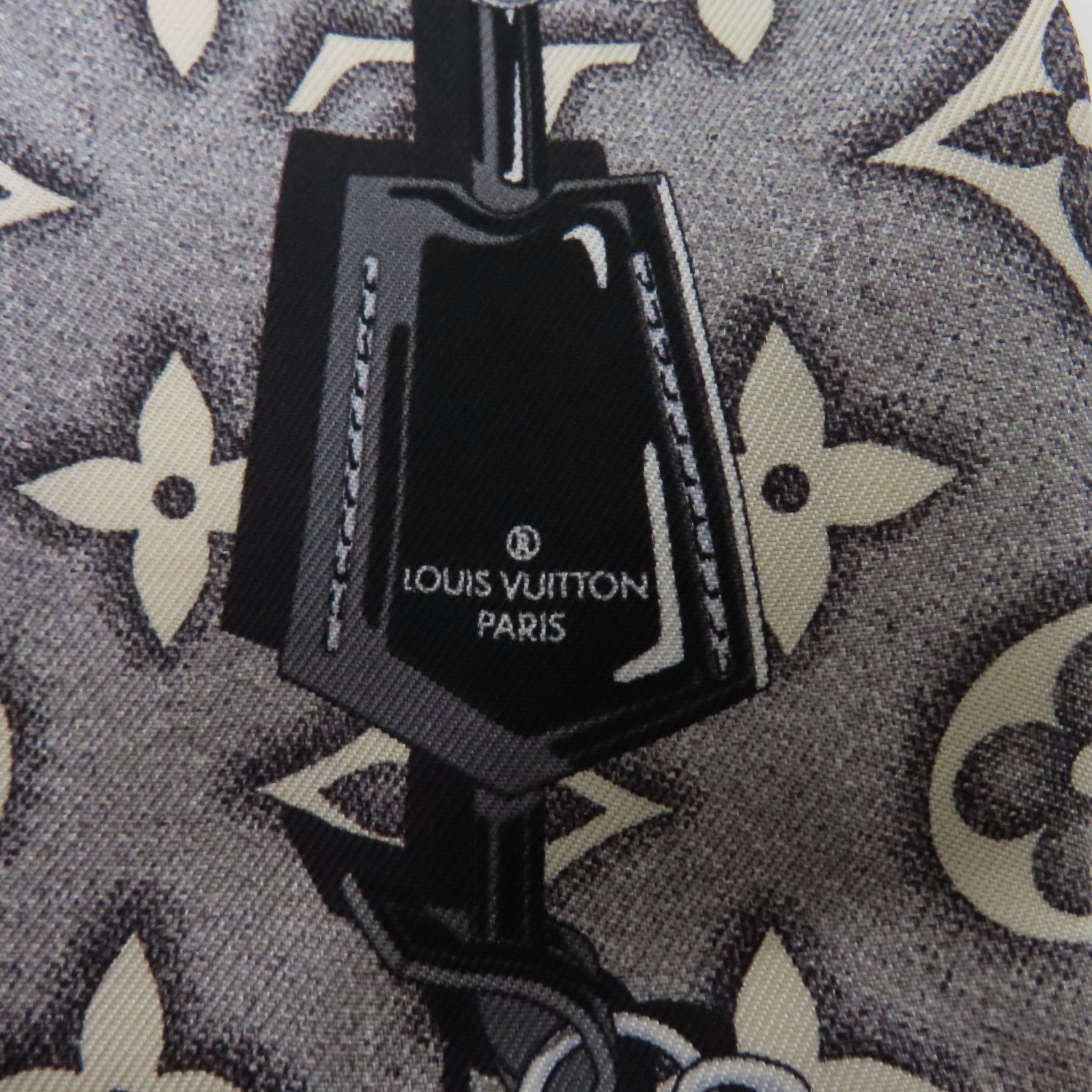 LOUIS VUITTON 絲質Bandeau絲巾黑色/灰色