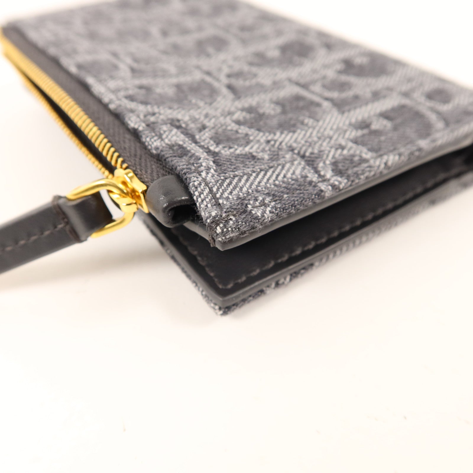 Dior 牛仔布料30 Montaigne Dahlia Bifold Wallet金扣錢包