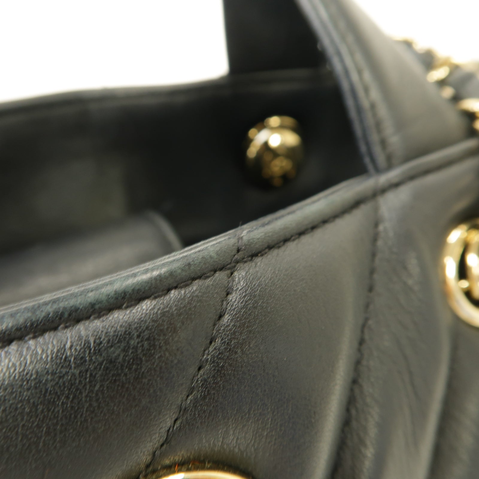 CHANEL 斜紋牛皮皮革2way Shoulder Bag金扣手挽肩背兩用袋黒色