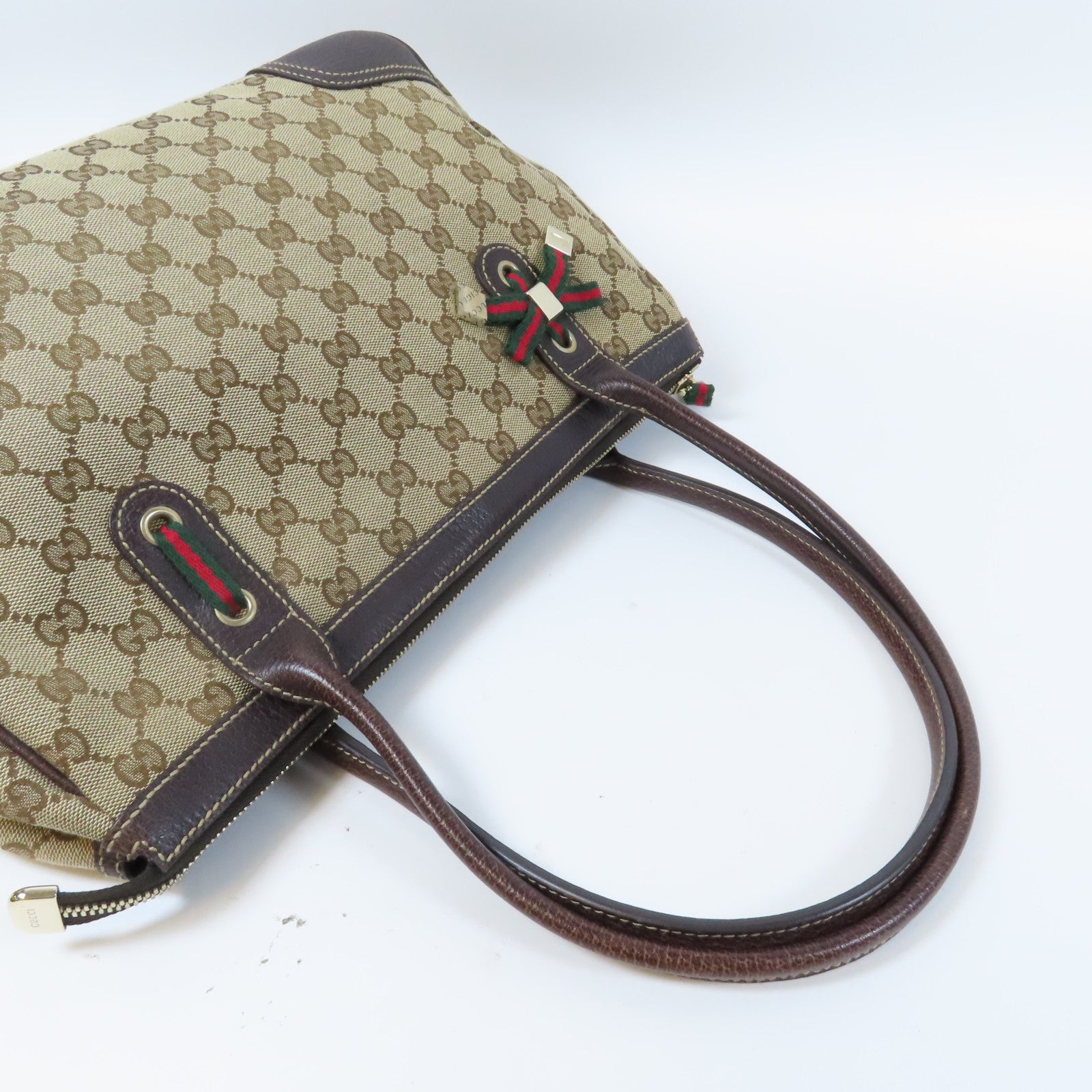 GUCCI 帆布Shoulder Bag金扣肩背袋啡色