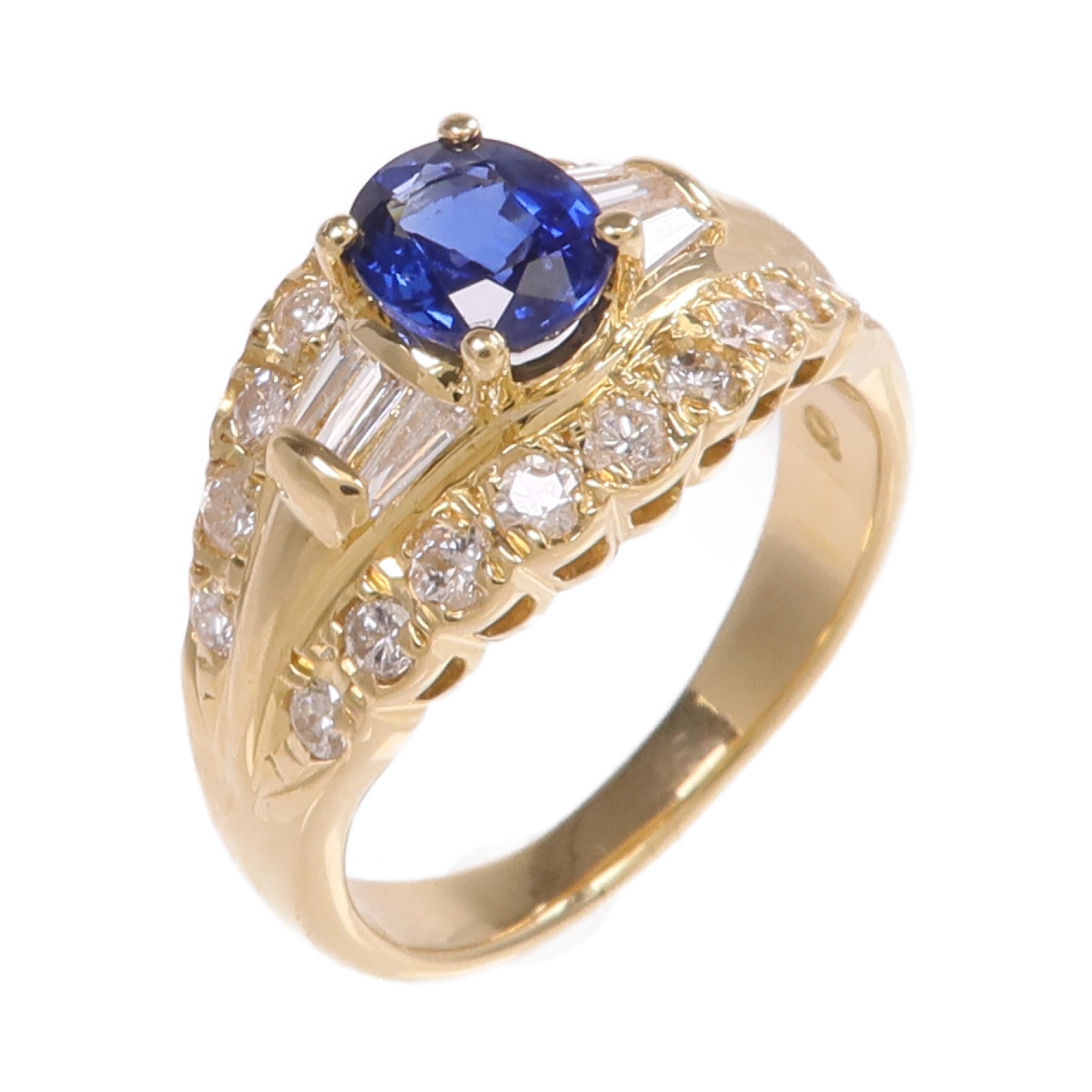 JEWELRY 【激減優惠】18K黃金Sapphire Diamond Ring藍寶石/鑽石戒指US#5.75