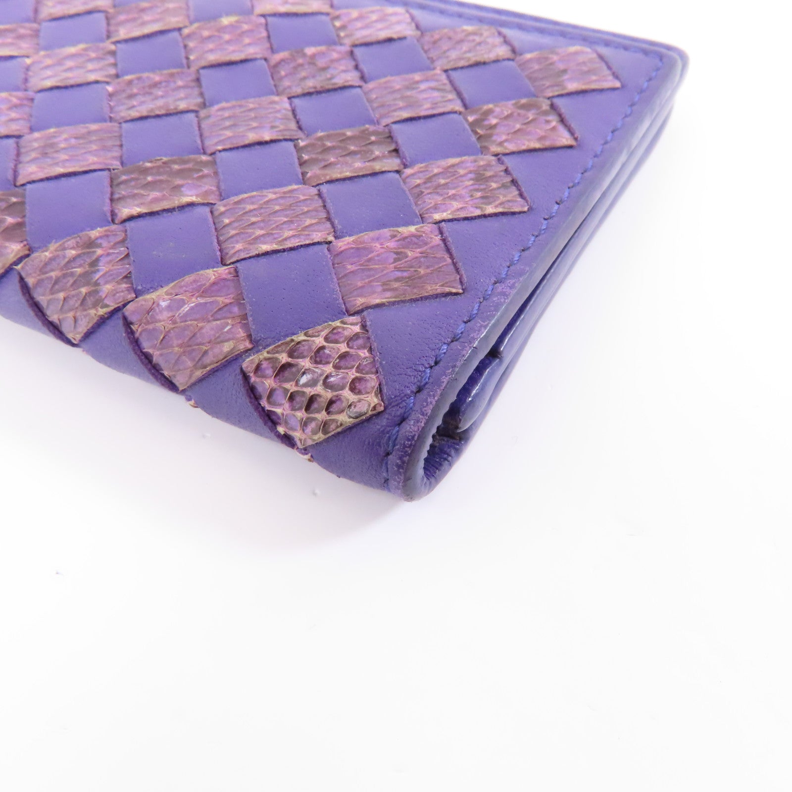BOTTEGA VENETA 【激減優惠】羊皮皮革/蛇皮皮革Card Case卡片套紫色
