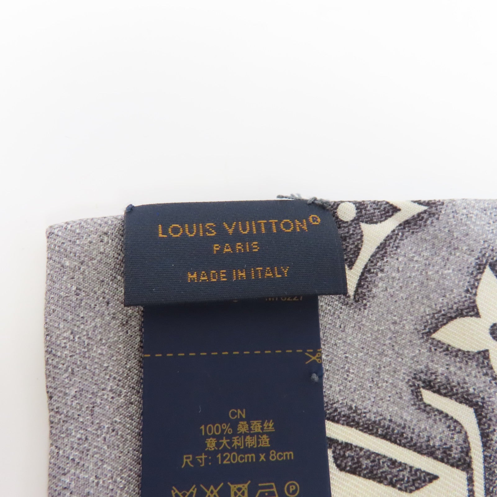 LOUIS VUITTON 絲質Bandeau絲巾黑色/灰色