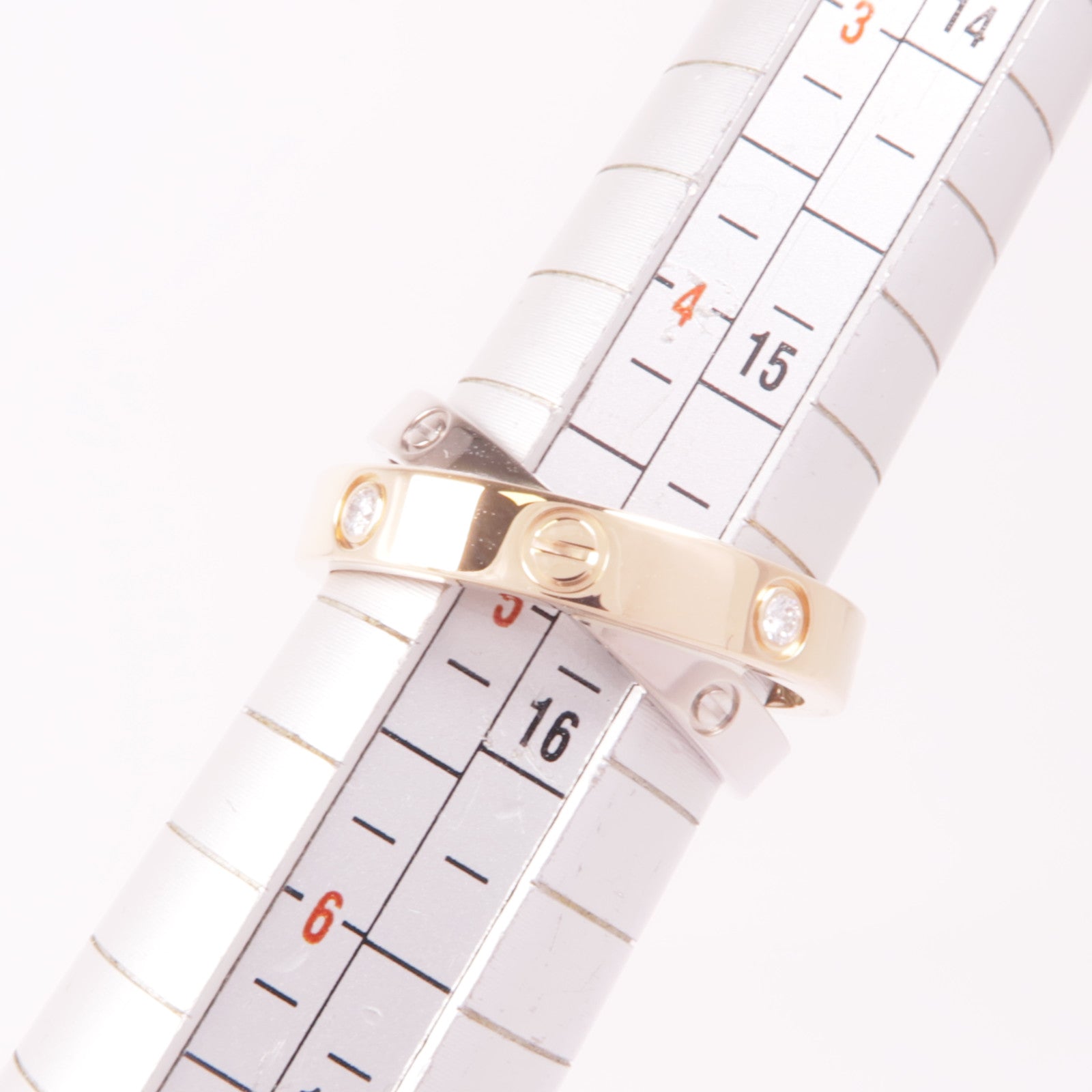 CARTIER 18K白金/玫瑰金Love Ring 6 Diamonds鑽石戒指Cartier#49/US#5.25