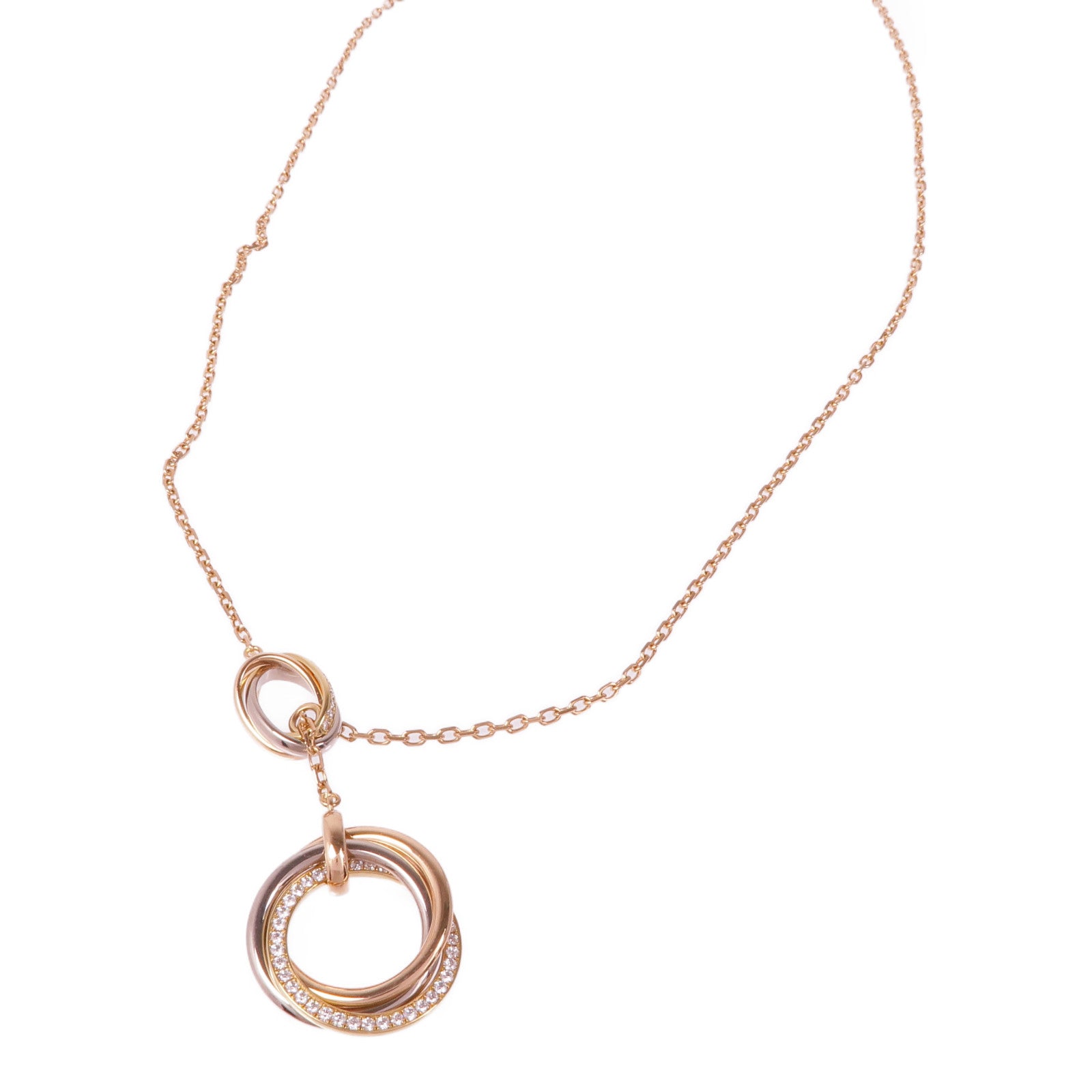 CARTIER 18K黃金/白金/玫瑰金Tricolor Gold Lariat鑽石項鍊