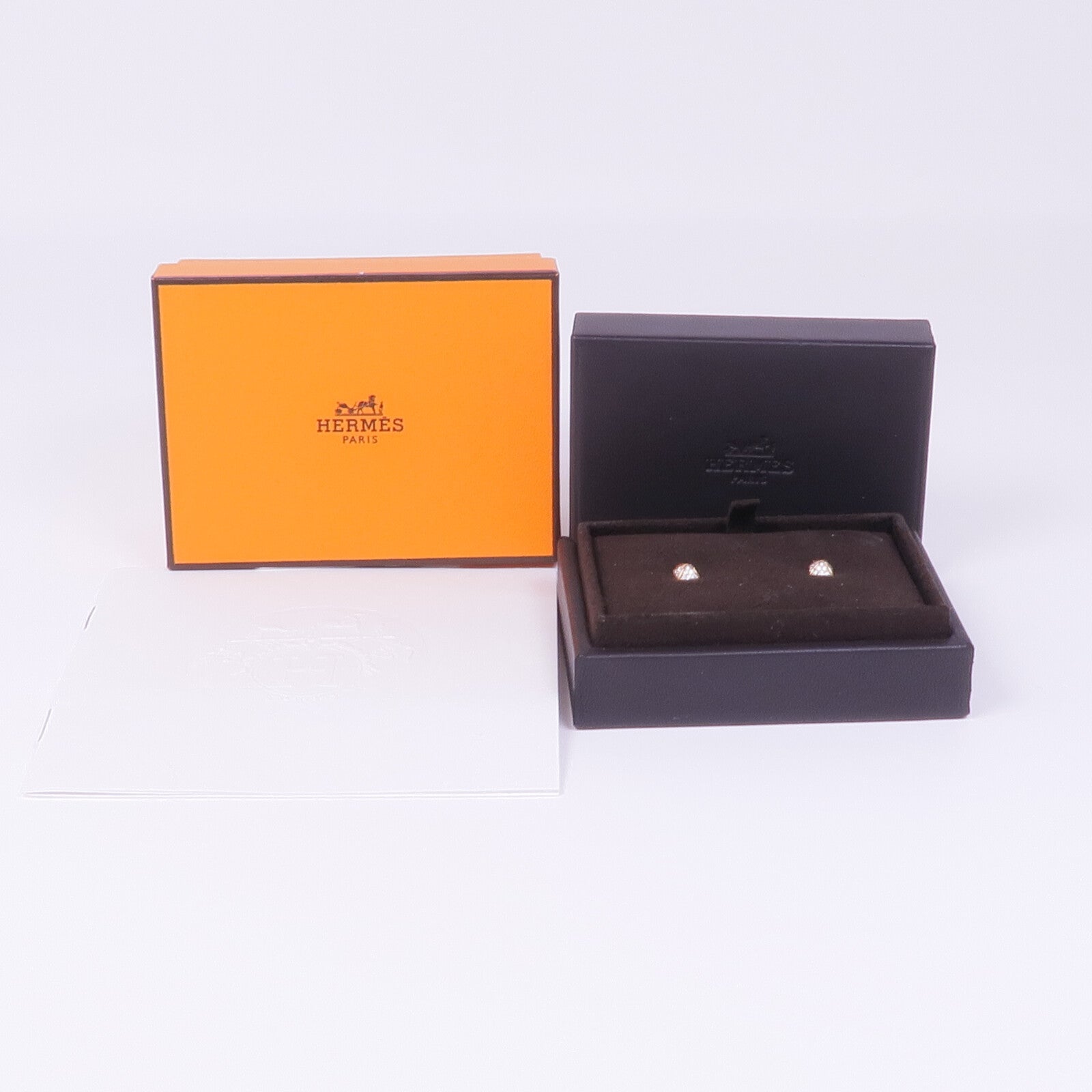 HERMES 18K玫瑰金Clou d'H Earrings鑽石耳環