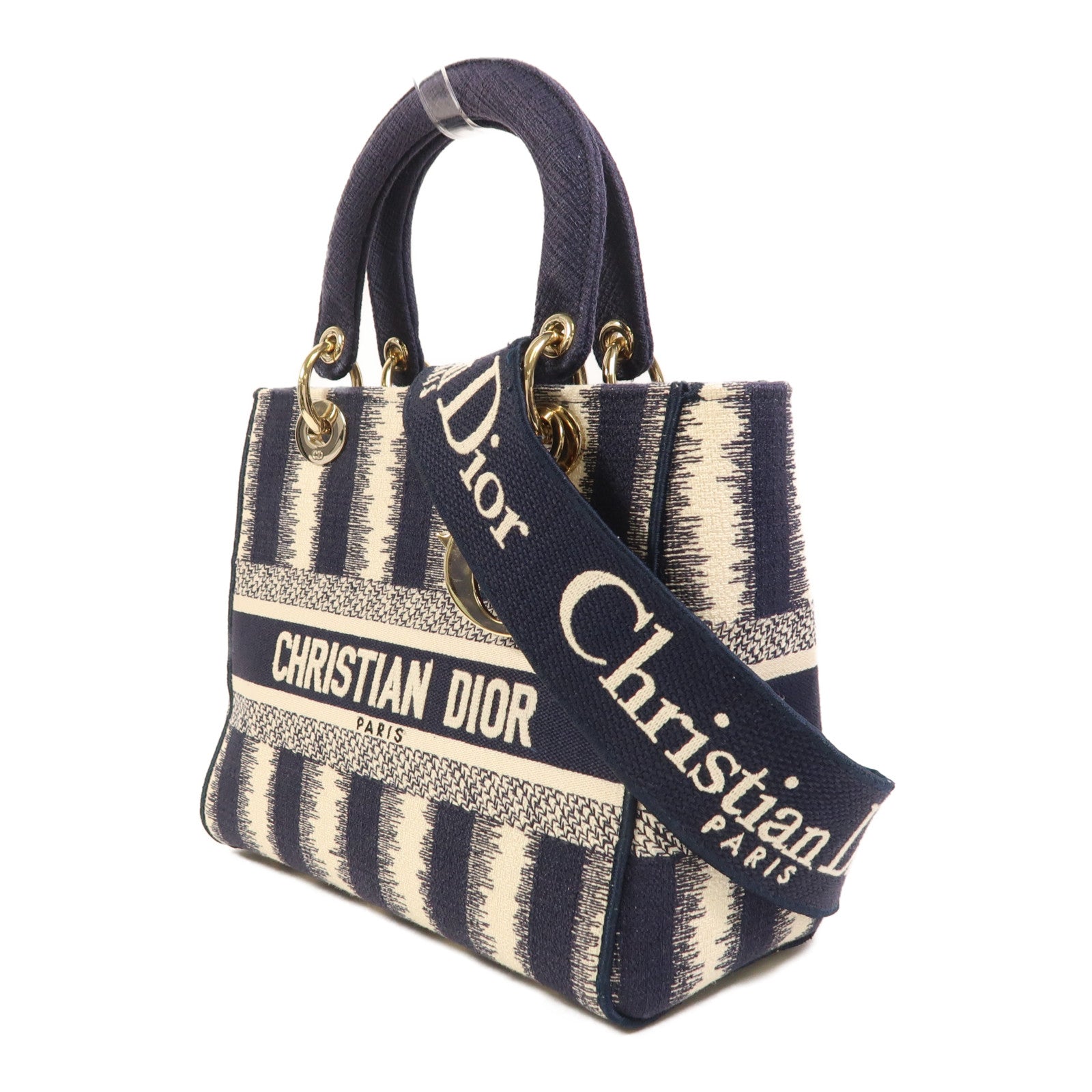 Dior 帆布Lady Dior D-Lite Medium金扣手挽肩背兩用袋