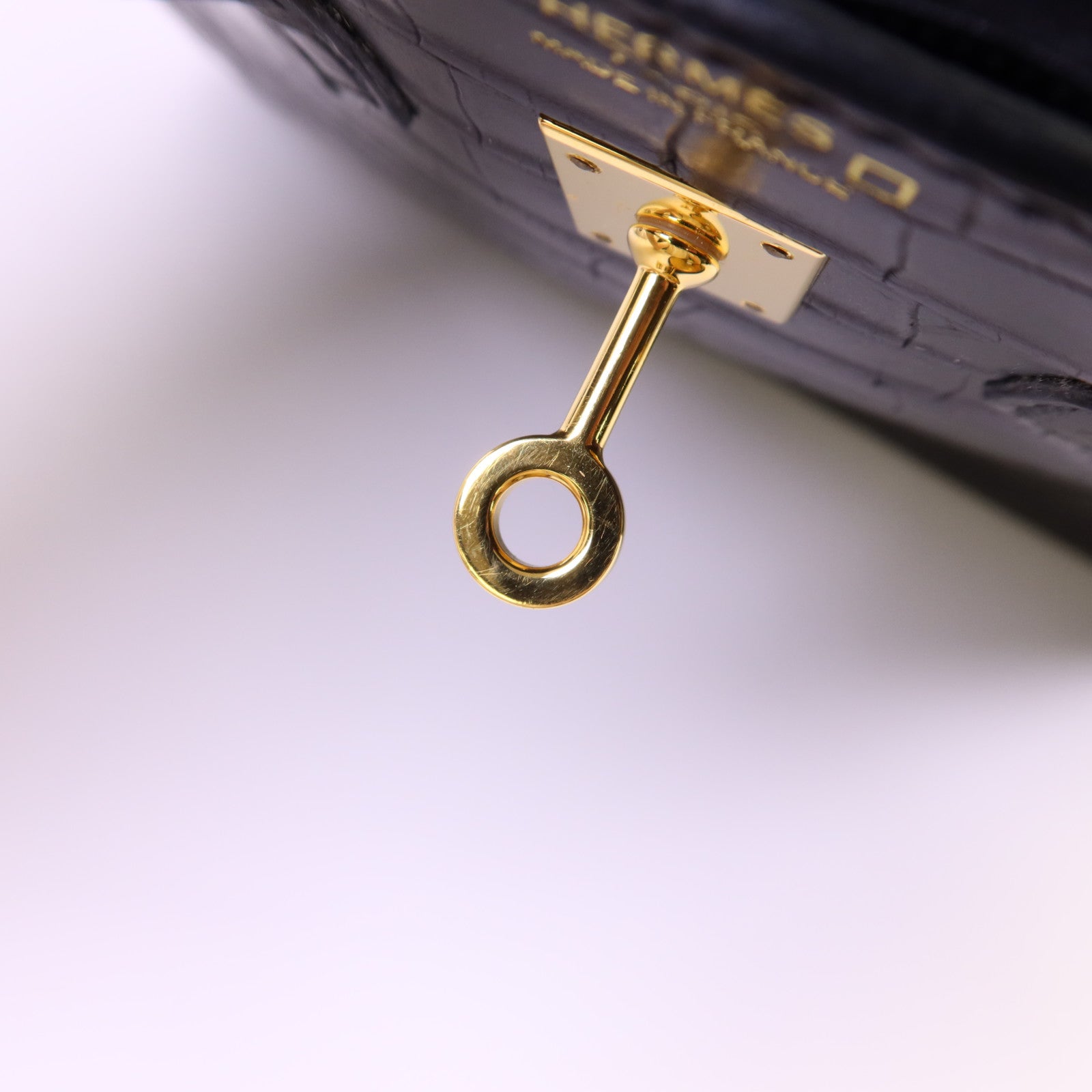 HERMES Alligator Mat皮革Birkin 25金扣手挽袋Noir