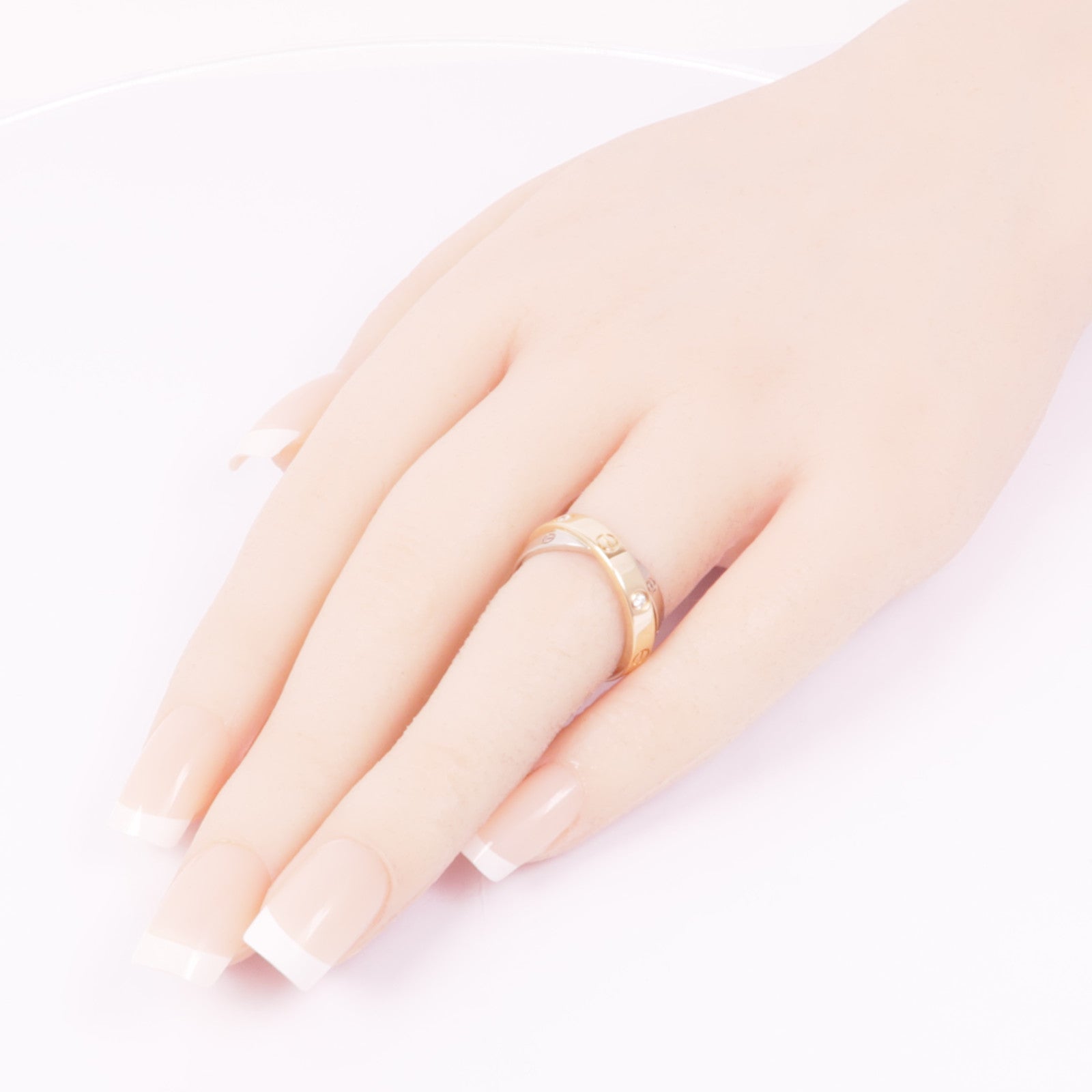 CARTIER 18K白金/玫瑰金Love Ring 6 Diamonds鑽石戒指Cartier#49/US#5.25